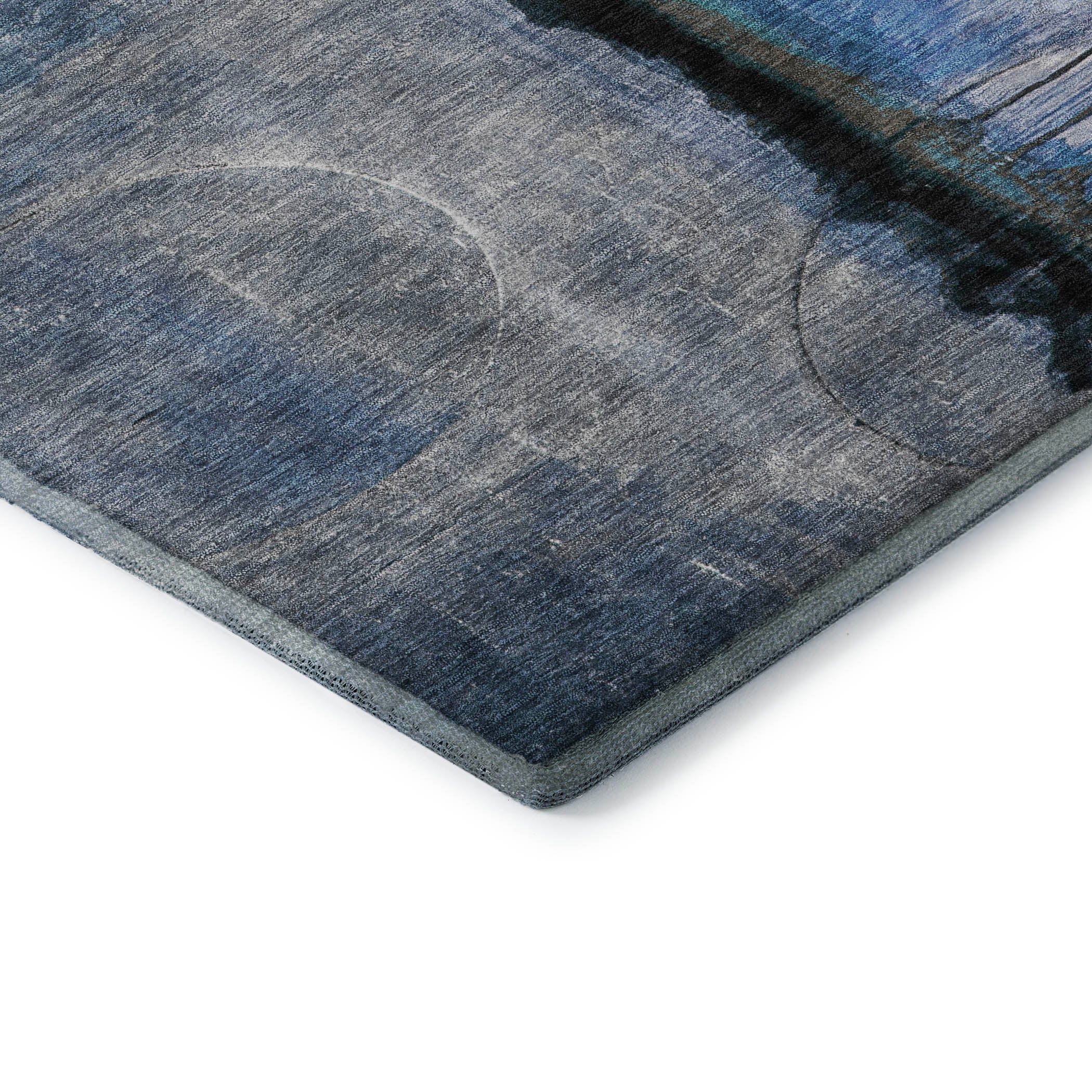 Rome Machine Washable Transitional Blue Rug 1'8" x 2'6" #shape_Rectangle