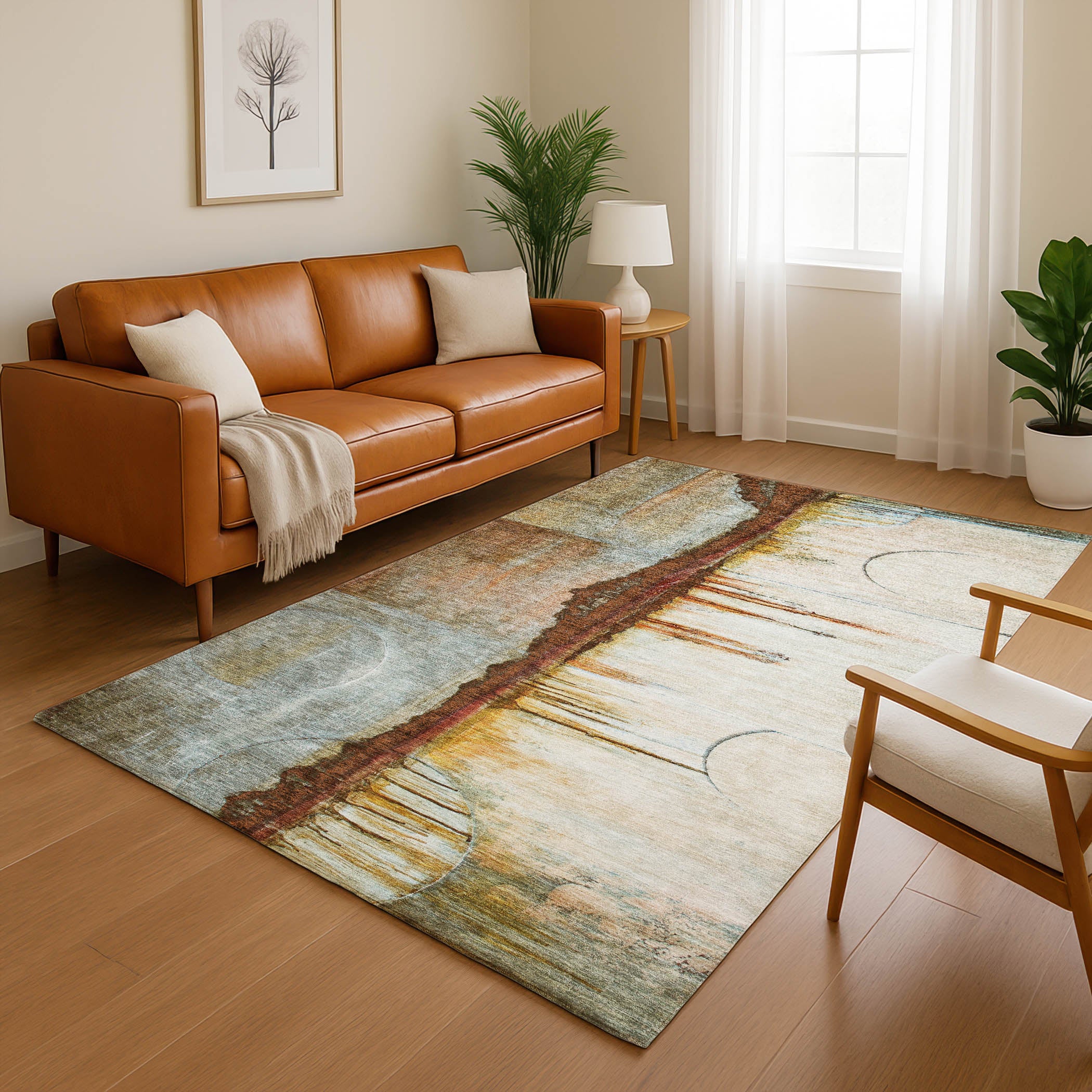 Rome Machine Washable Transitional Rust Orange Rug 2'6" x 3'10" #shape_Rectangle