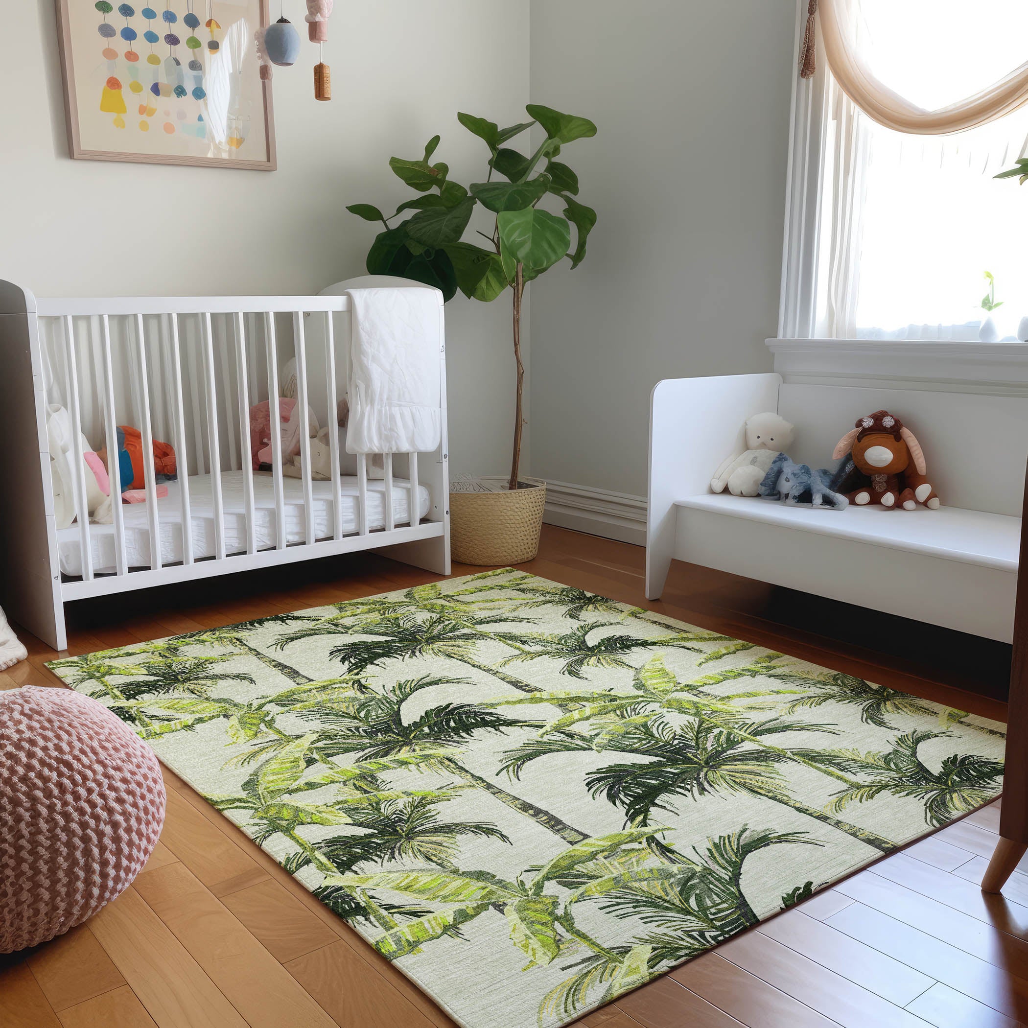 Sintra Machine Washable Tropical Green Rug 2'6" x 3'10" #shape_Rectangle
