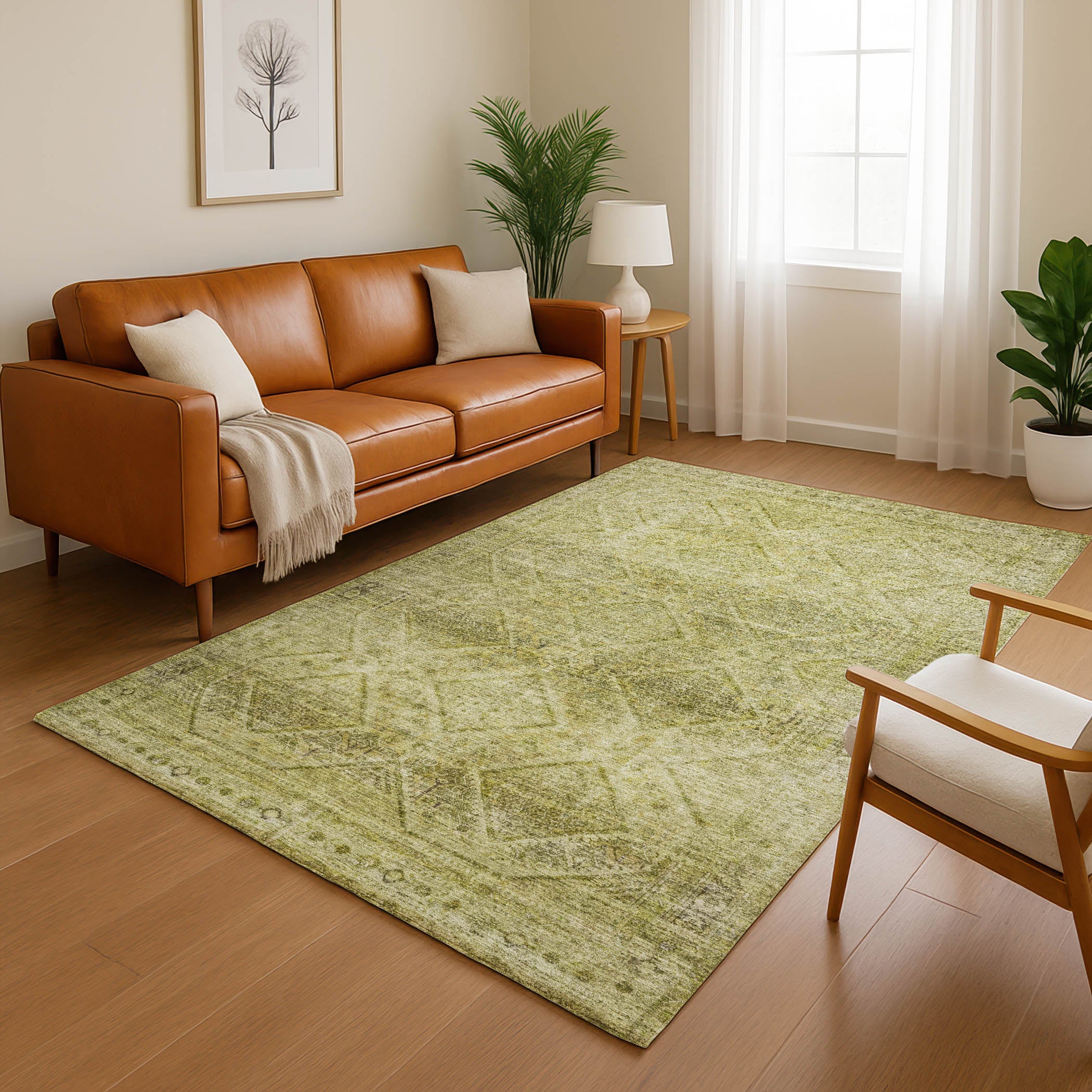 Vienna Machine Washable Transitional Aloe Green Rug 2'6" x 3'10" #shape_Rectangle