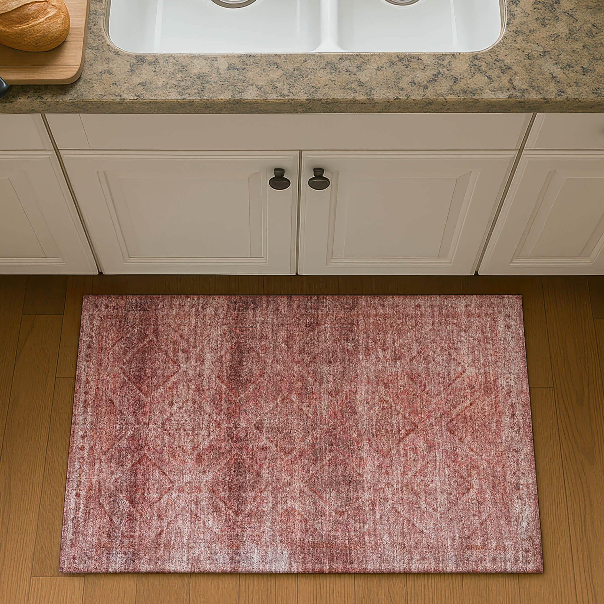 Vienna Machine Washable Transitional Pink Rug 1'8" x 2'6" #shape_Rectangle