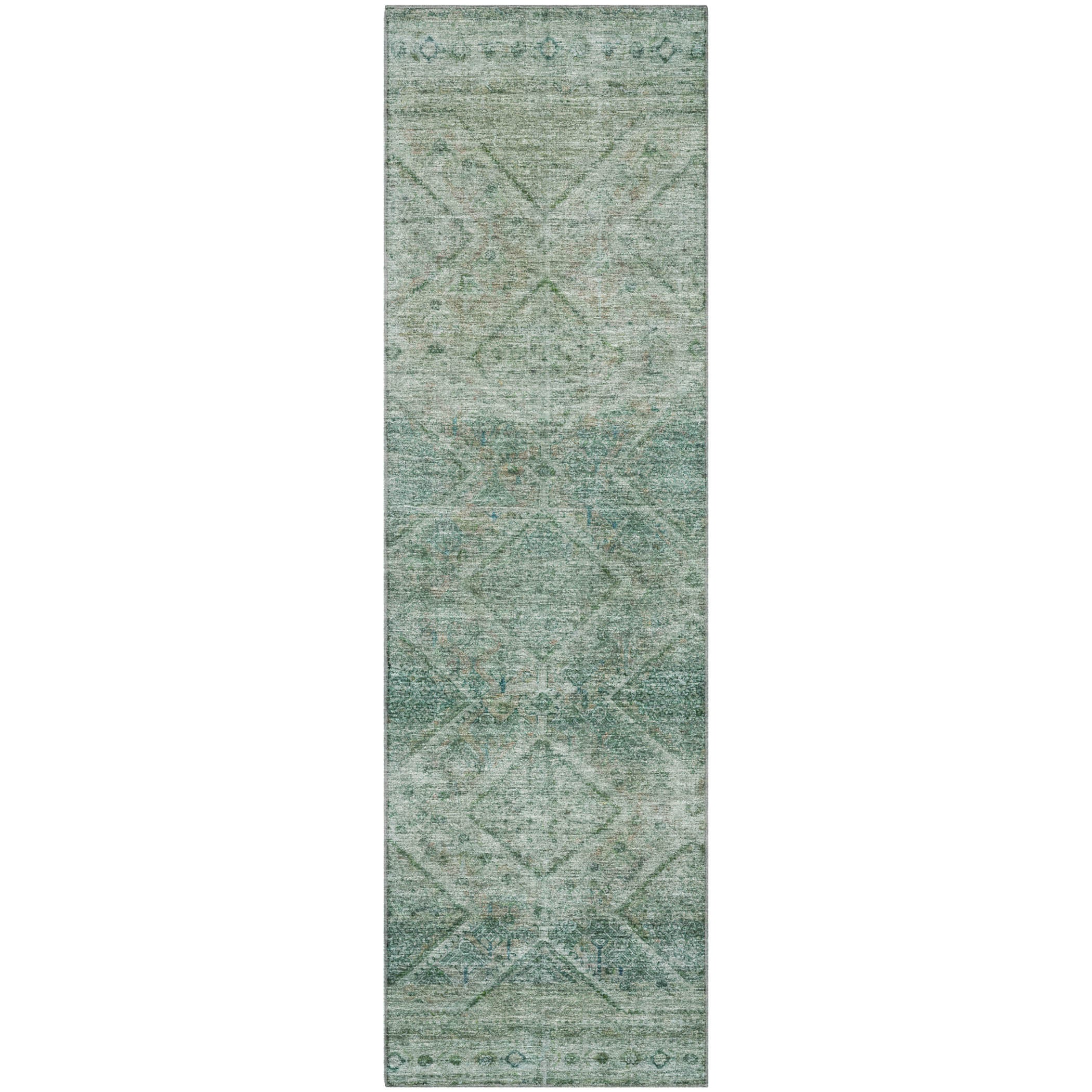 Vienna Machine Washable Transitional Teal Rug 2'3" x 7'6" #shape_Runner