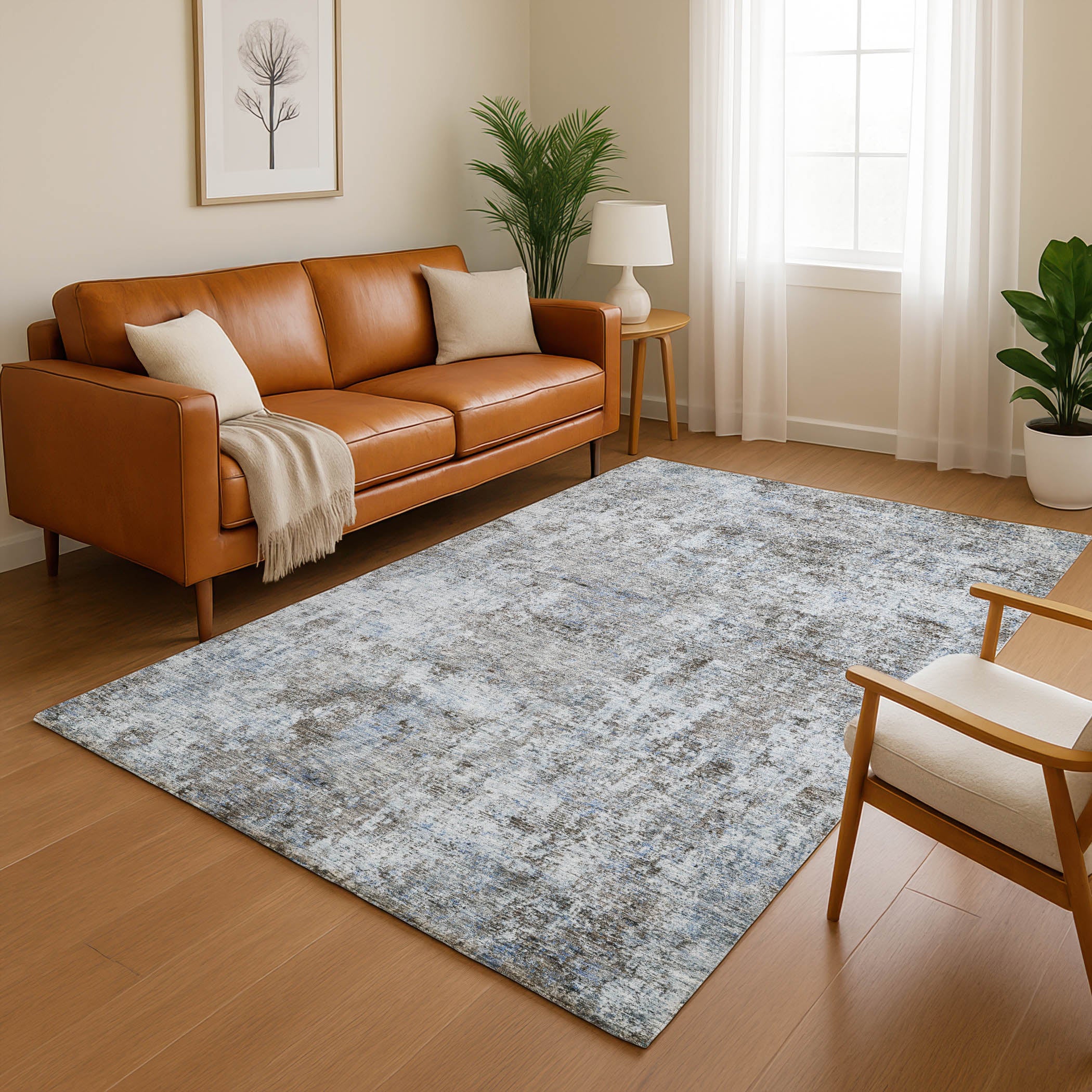 Marrakech Machine Washable Transitional Blue Rug 2'6" x 3'10" #shape_Rectangle