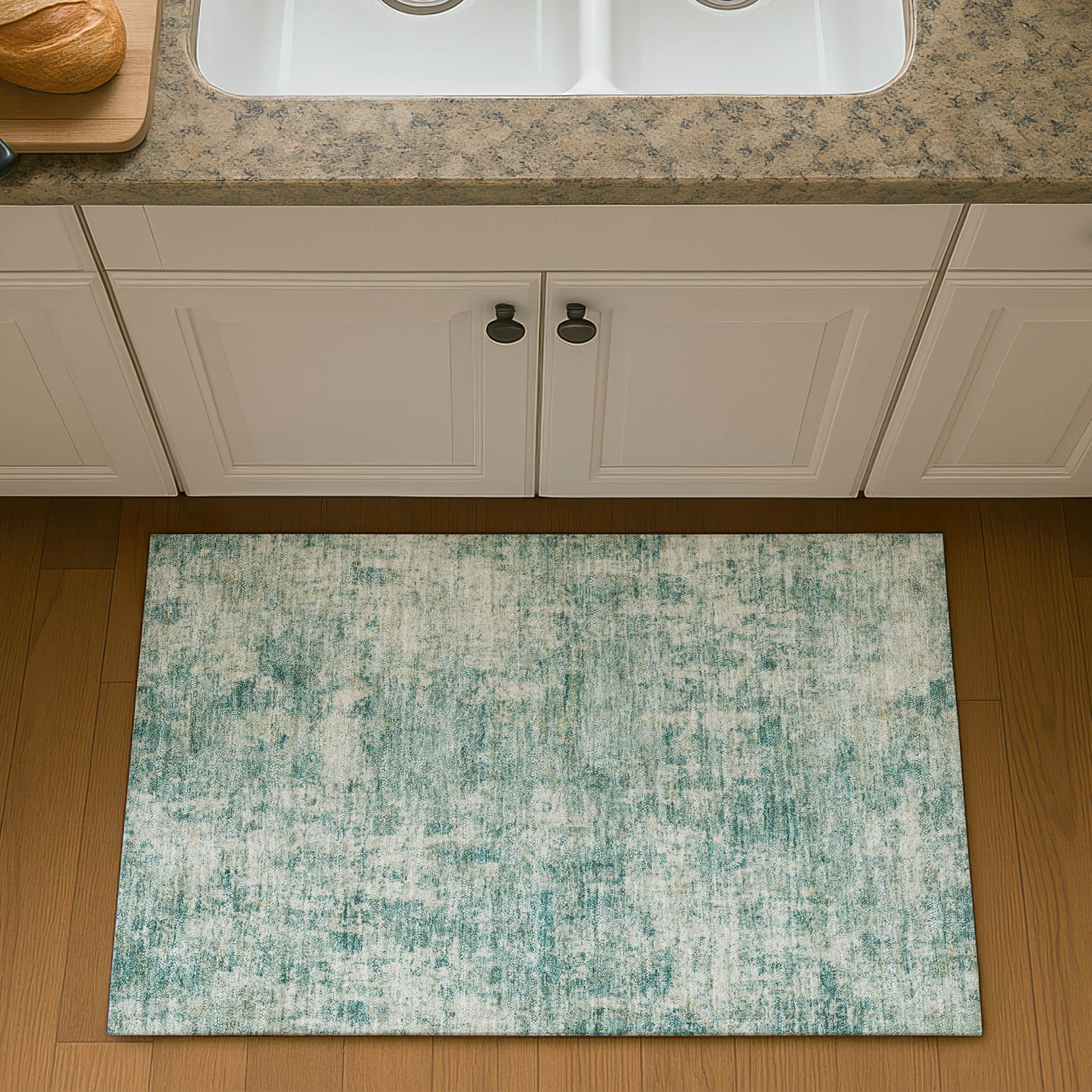 Marrakech Machine Washable Transitional Teal Rug 1'8" x 2'6" #shape_Rectangle