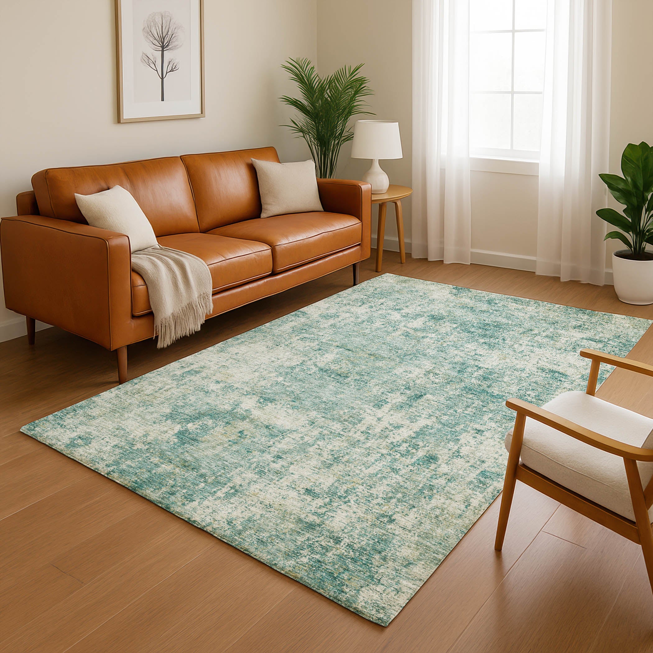 Marrakech Machine Washable Transitional Teal Rug 2'6" x 3'10" #shape_Rectangle