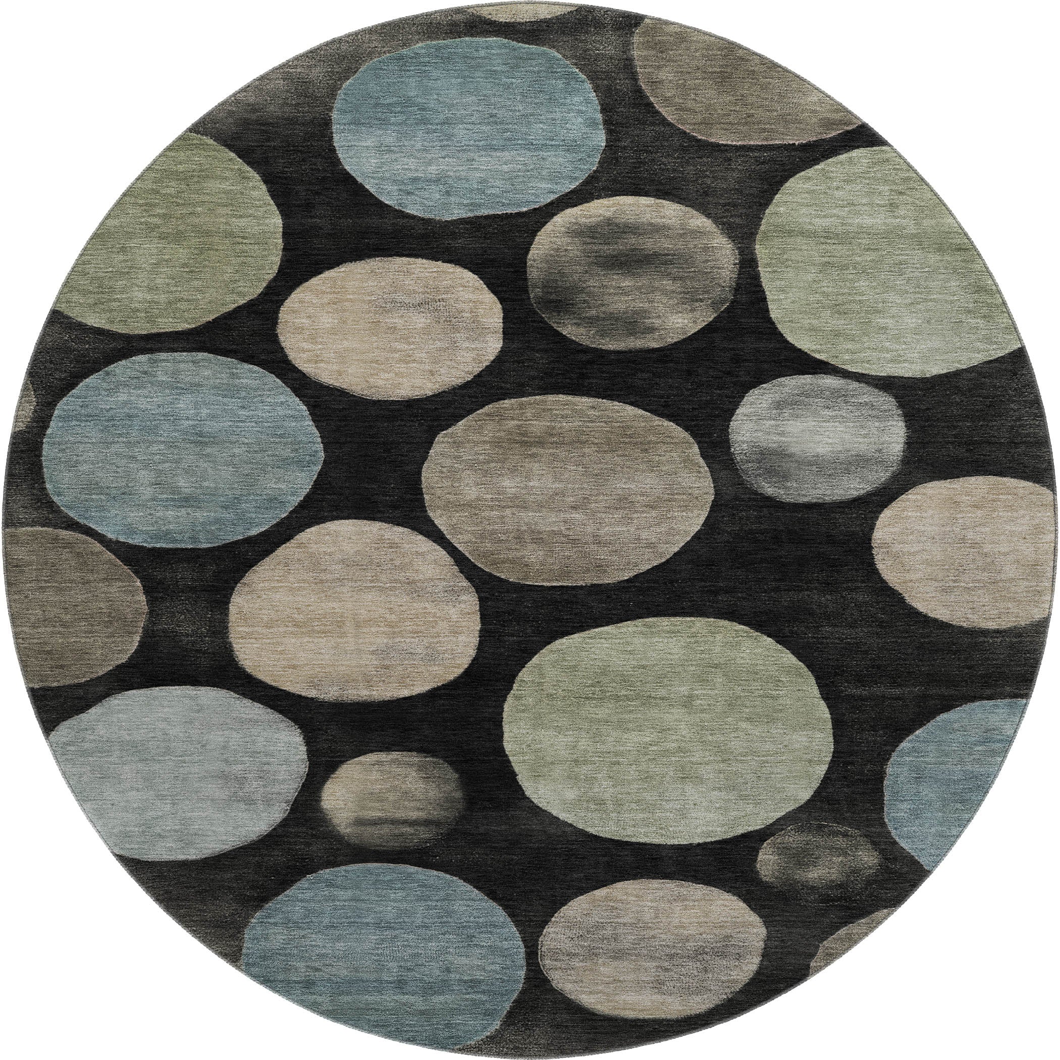 Vienna Machine Washable Transitional Black Rug 8' x 8' #shape_Round
