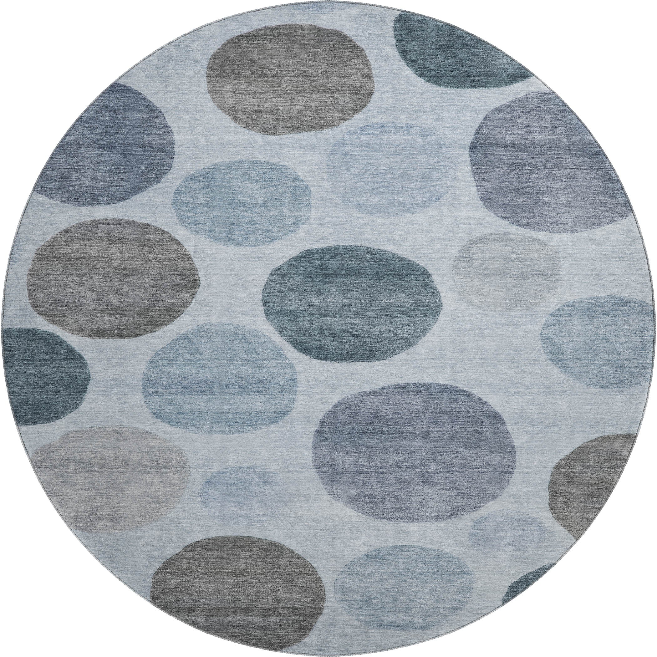 Vienna Machine Washable Transitional Blue Rug 8' x 8' #shape_Round