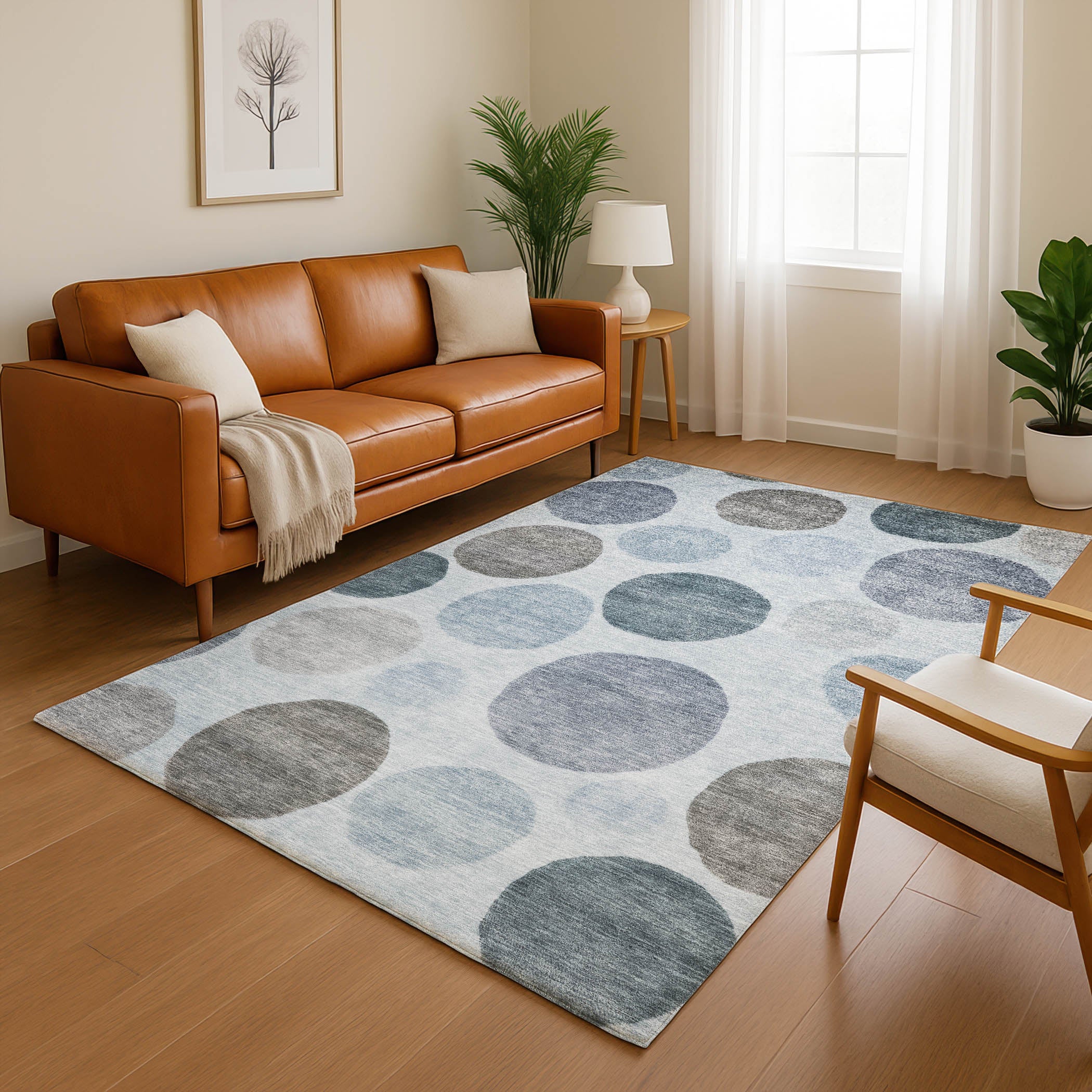 Vienna Machine Washable Transitional Blue Rug 2'6" x 3'10" #shape_Rectangle