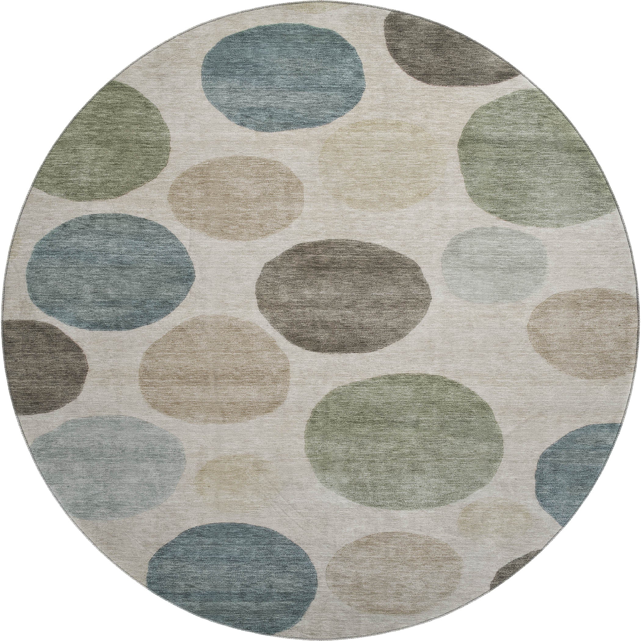 Vienna Machine Washable Transitional Khaki Brown Rug 8' x 8' #shape_Round