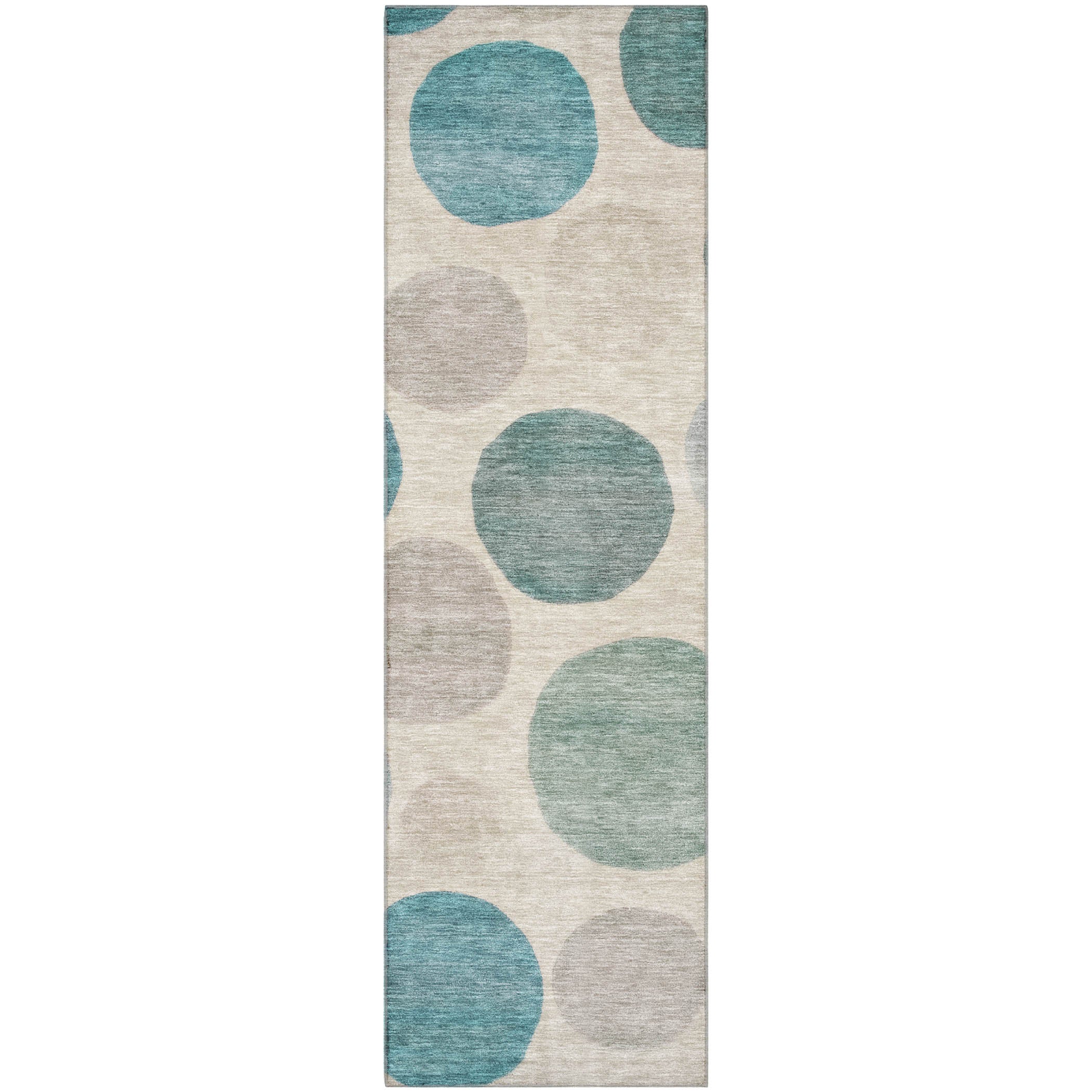 Vienna Machine Washable Transitional Teal Rug 2'3" x 7'6" #shape_Runner