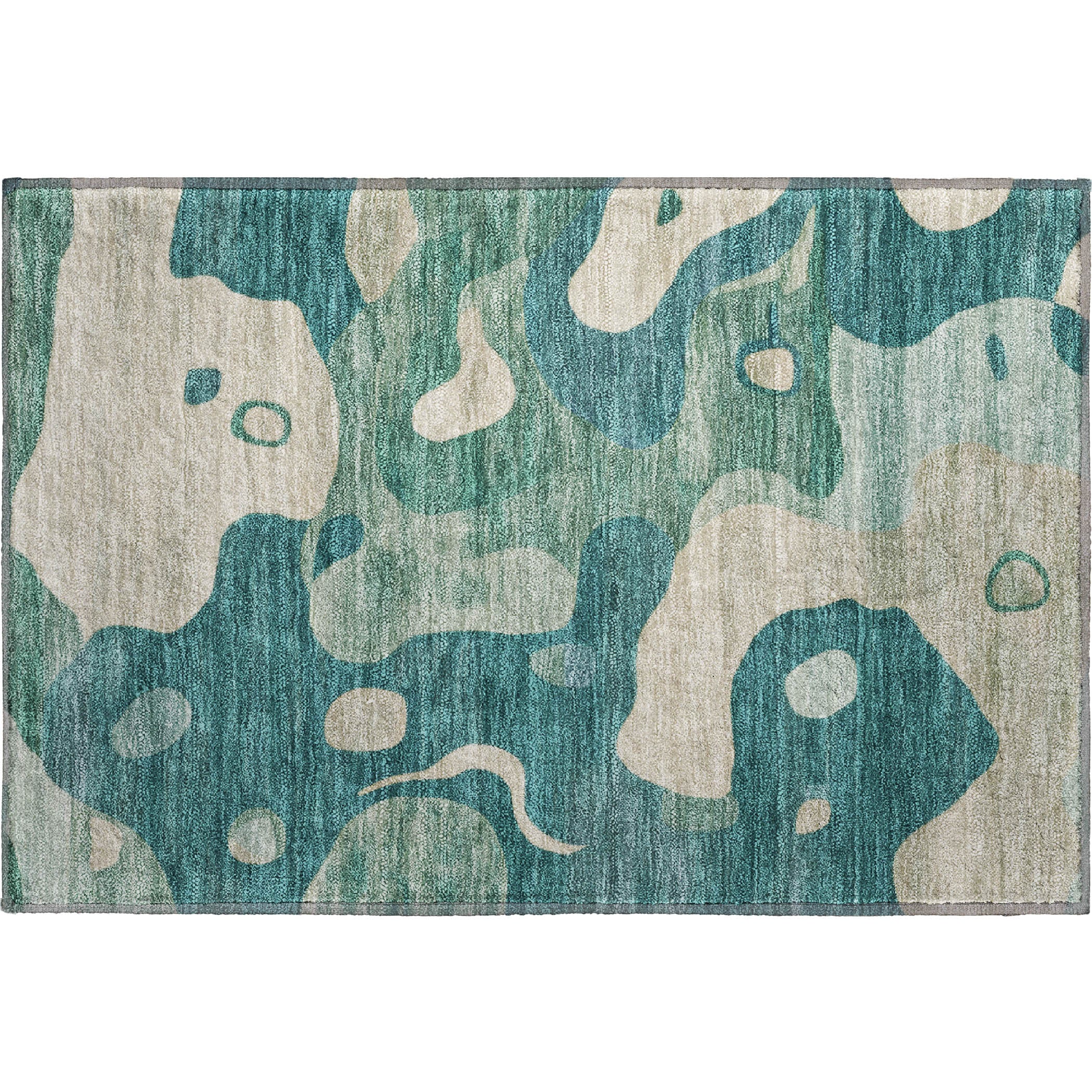 Queenstown Machine Washable Transitional Teal Rug 1'8" x 2'6" #shape_Rectangle