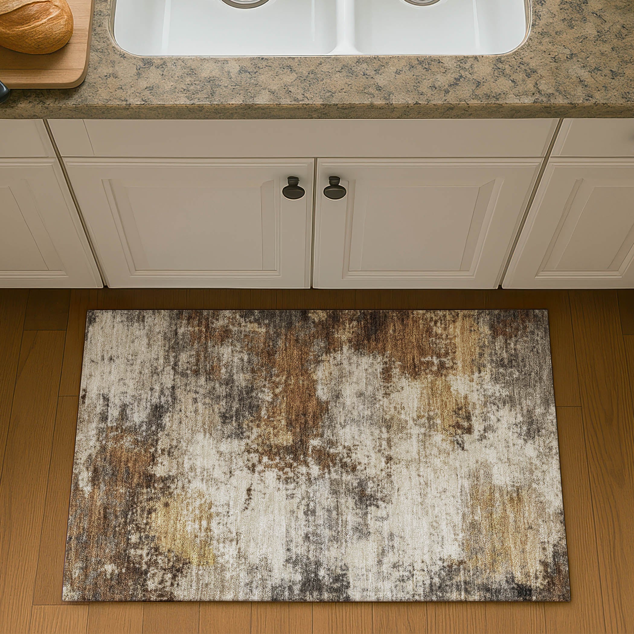 Mdina Machine Washable Transitional Brown Rug 1'8" x 2'6" #shape_Rectangle