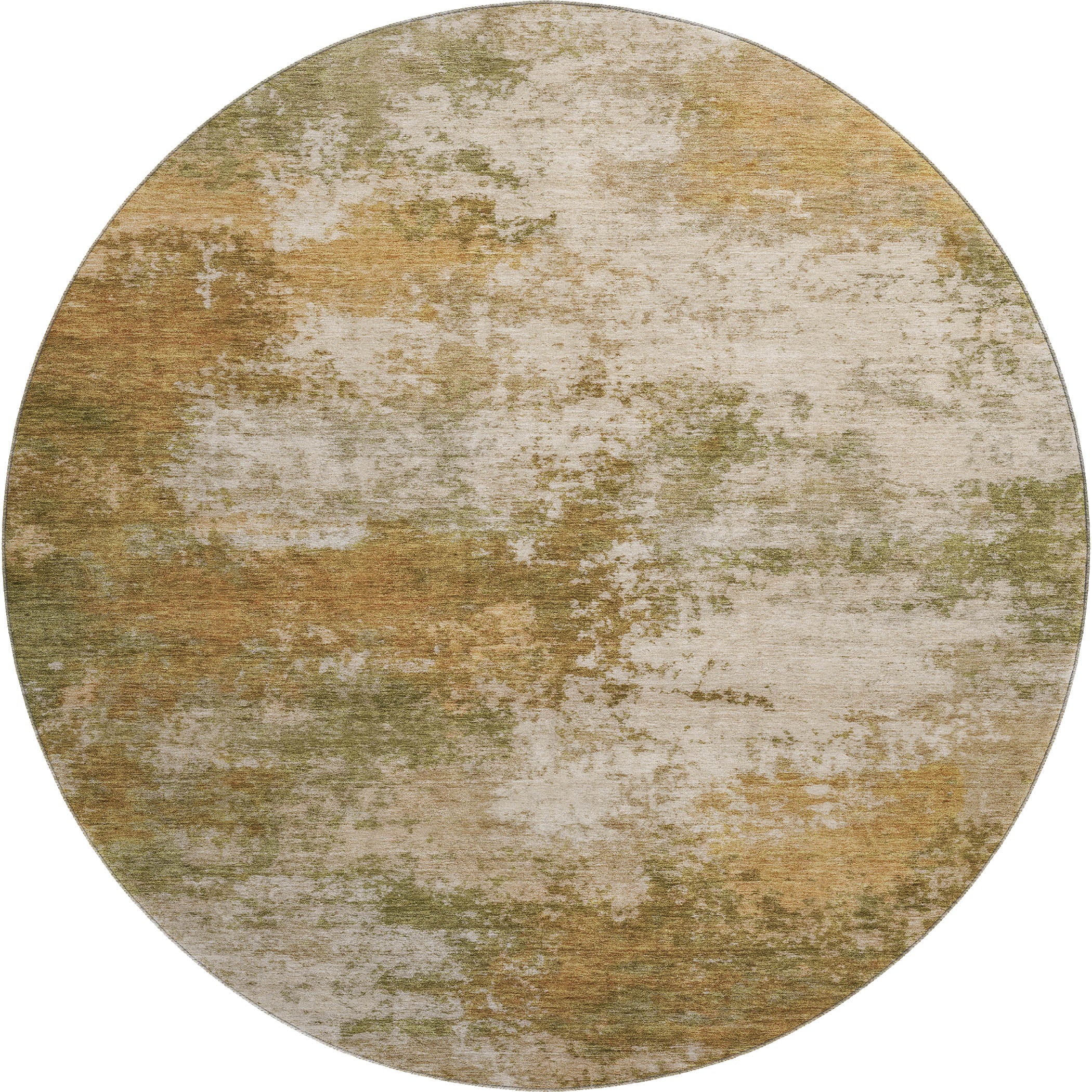 Mdina Machine Washable Transitional Copper Orange Rug 8' x 8' #shape_Round