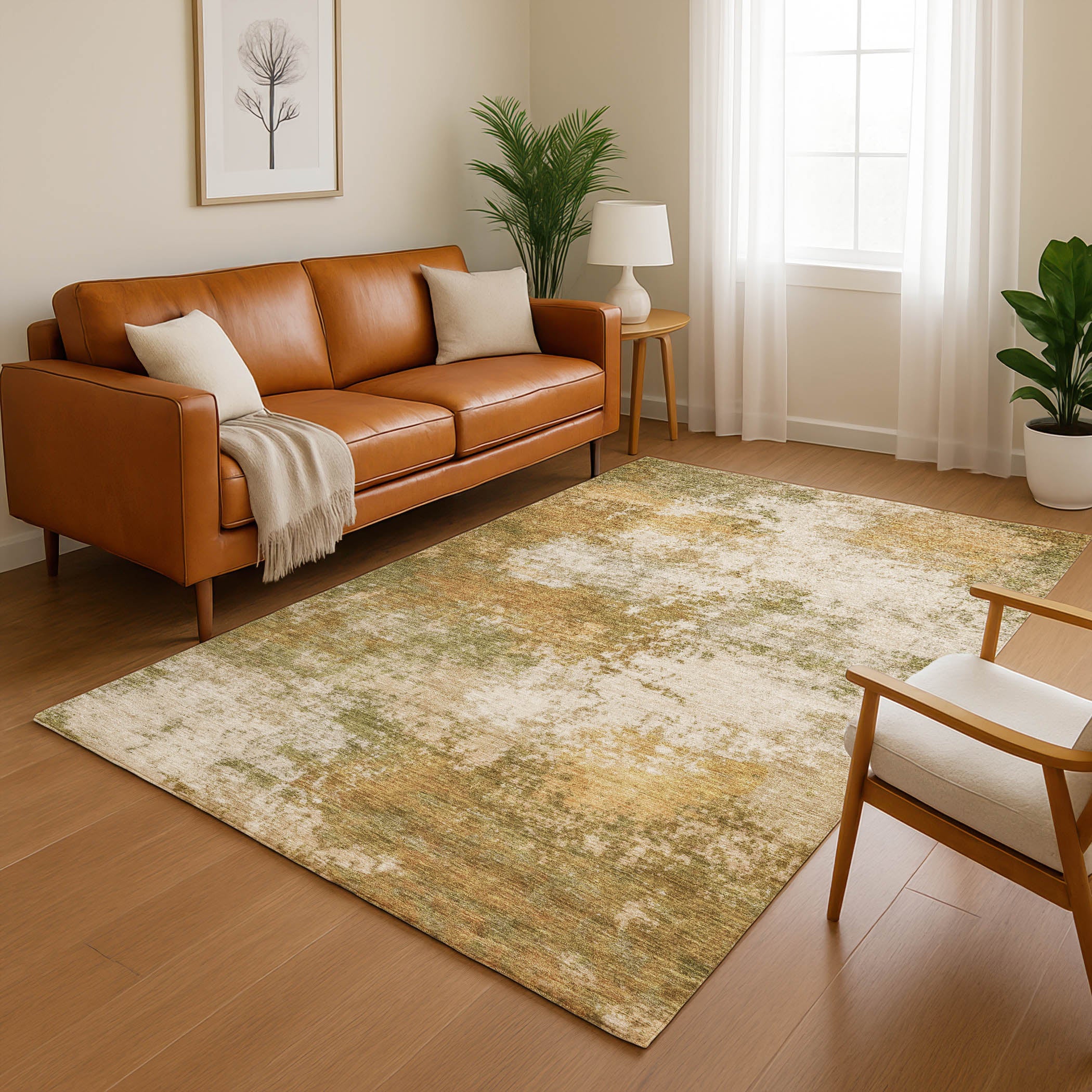 Mdina Machine Washable Transitional Copper Orange Rug 2'6" x 3'10" #shape_Rectangle