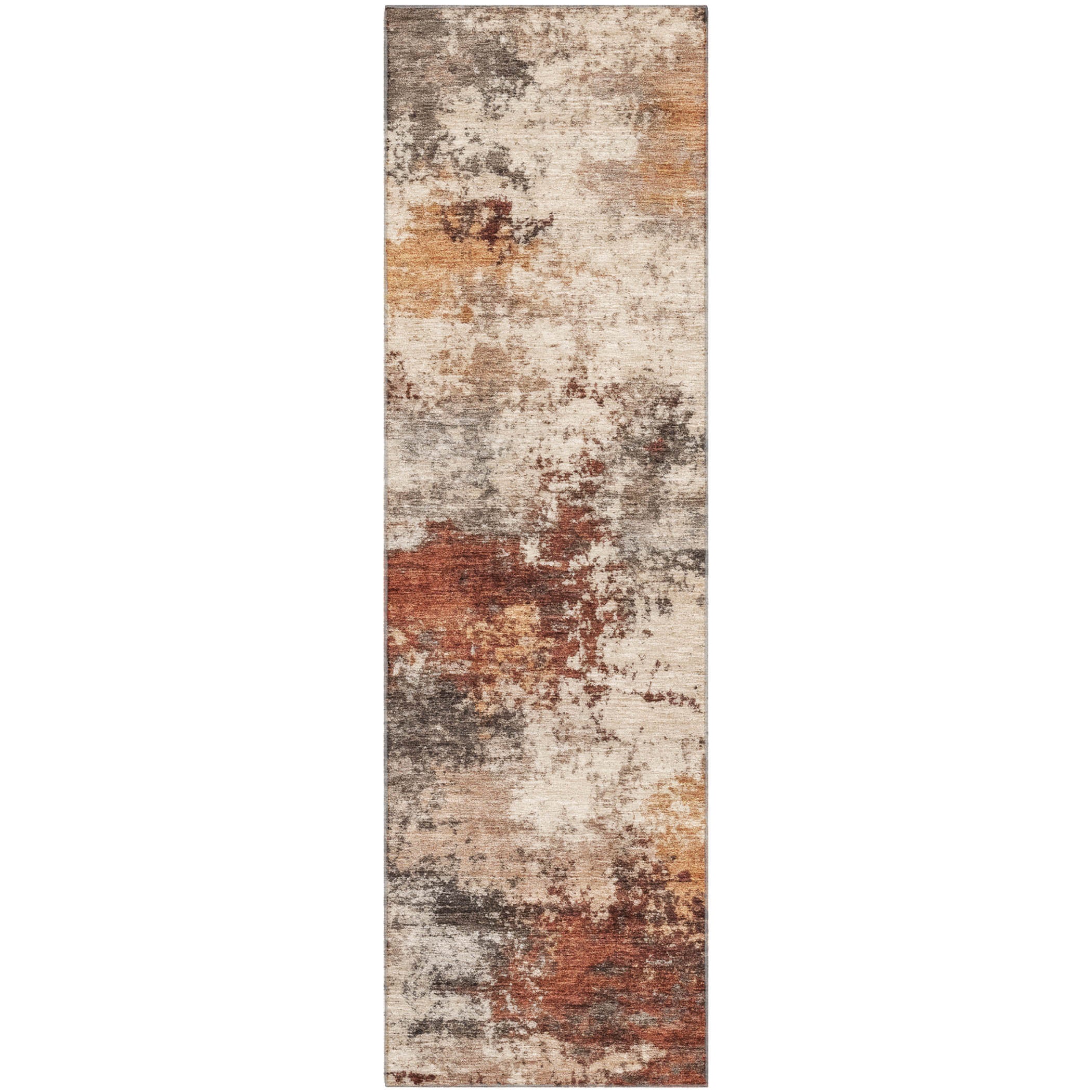 Mdina Machine Washable Transitional Paprika Orange Rug 2'3" x 7'6" #shape_Runner
