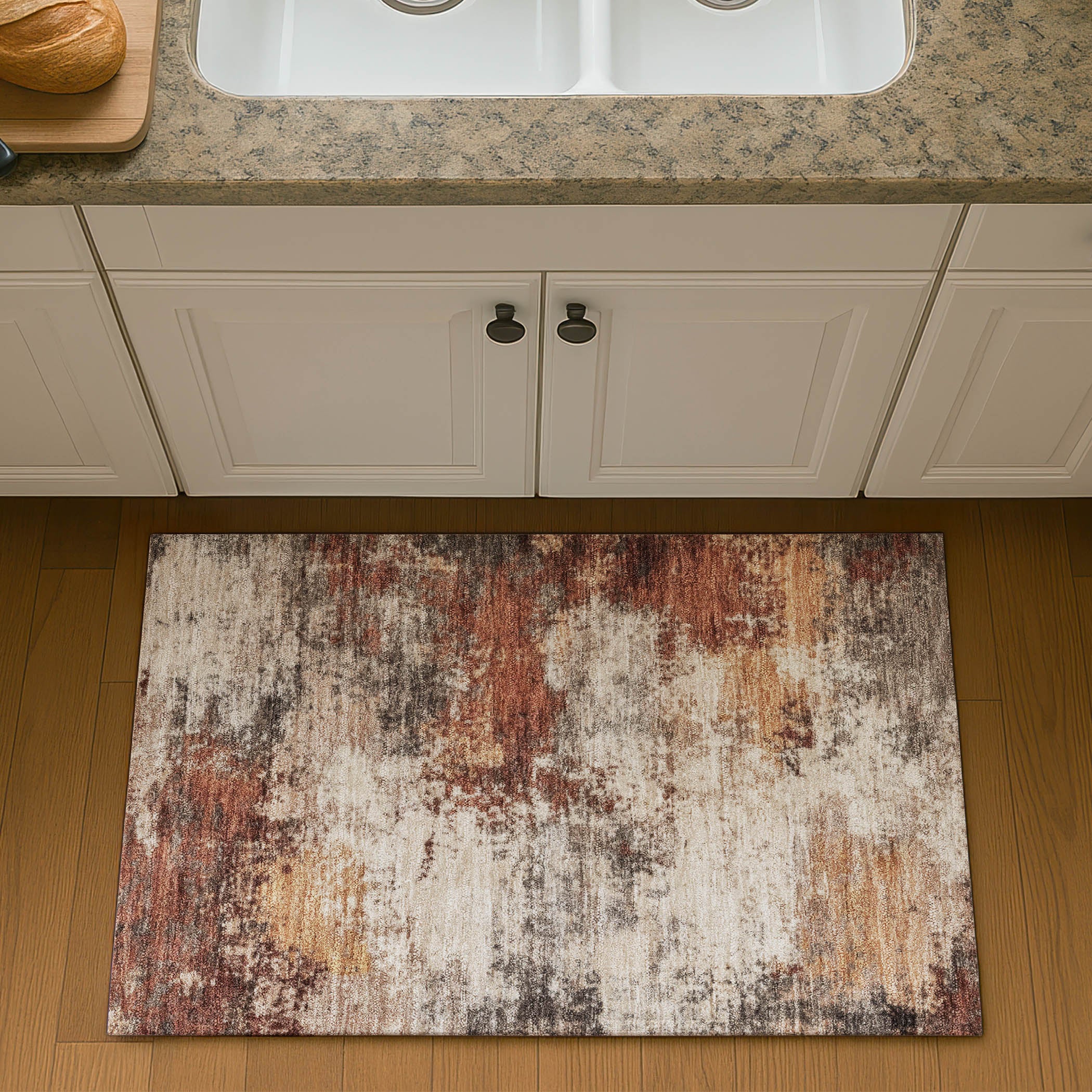 Mdina Machine Washable Transitional Paprika Orange Rug 1'8" x 2'6" #shape_Rectangle