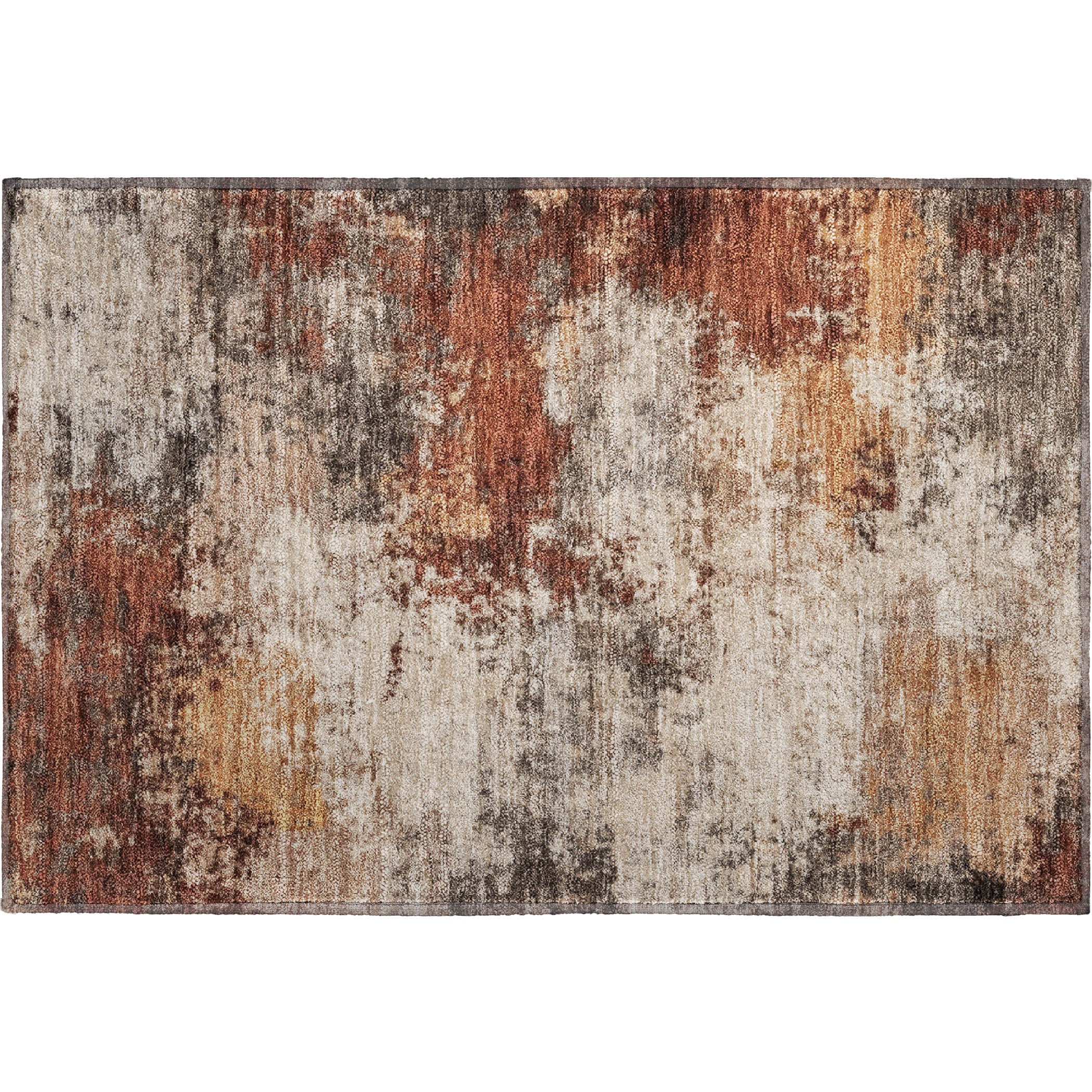 Mdina Machine Washable Transitional Paprika Orange Rug 1'8" x 2'6" #shape_Rectangle
