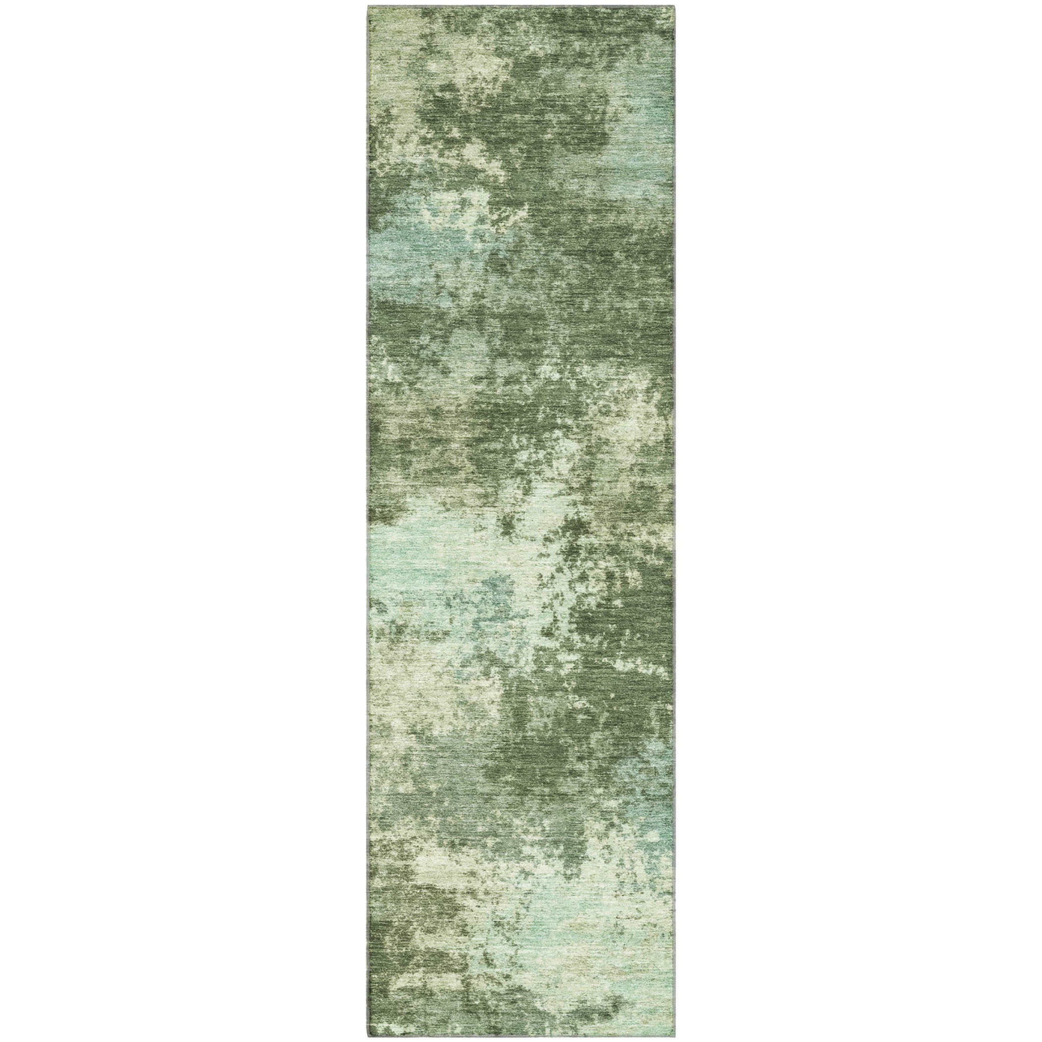 Athens Machine Washable Transitional Aloe Green Rug 2'3" x 7'6" #shape_Runner