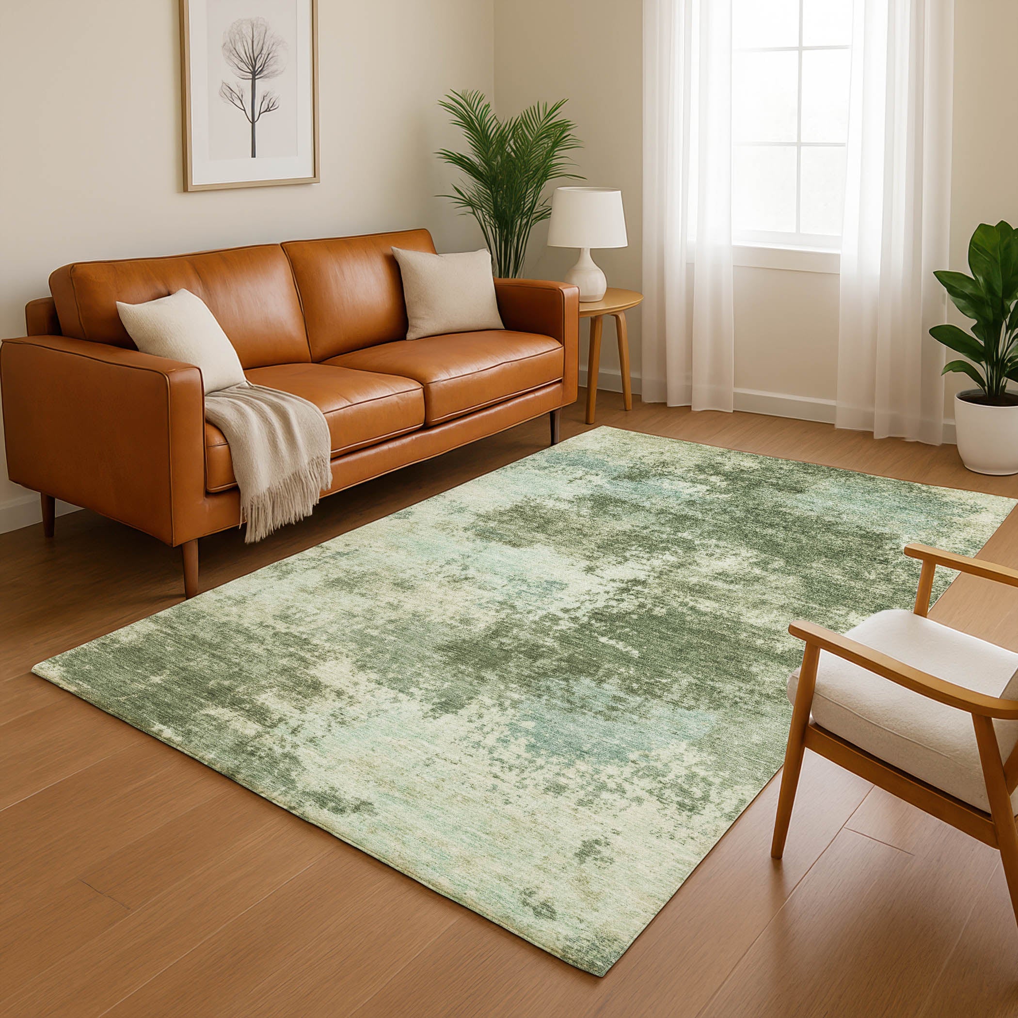 Athens Machine Washable Transitional Aloe Green Rug 2'6" x 3'10" #shape_Rectangle