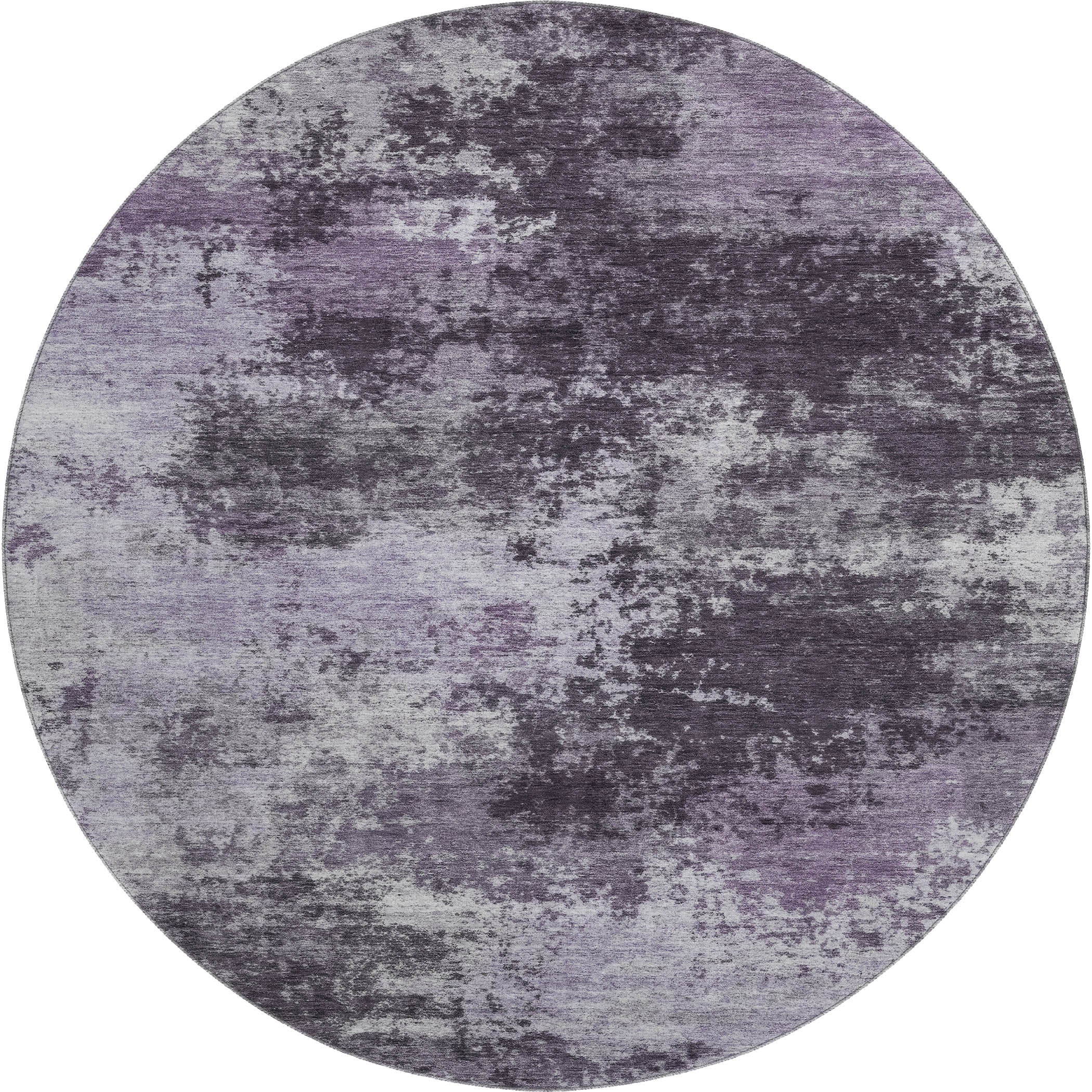 Athens Machine Washable Transitional Purple Rug 8' x 8' #shape_Round