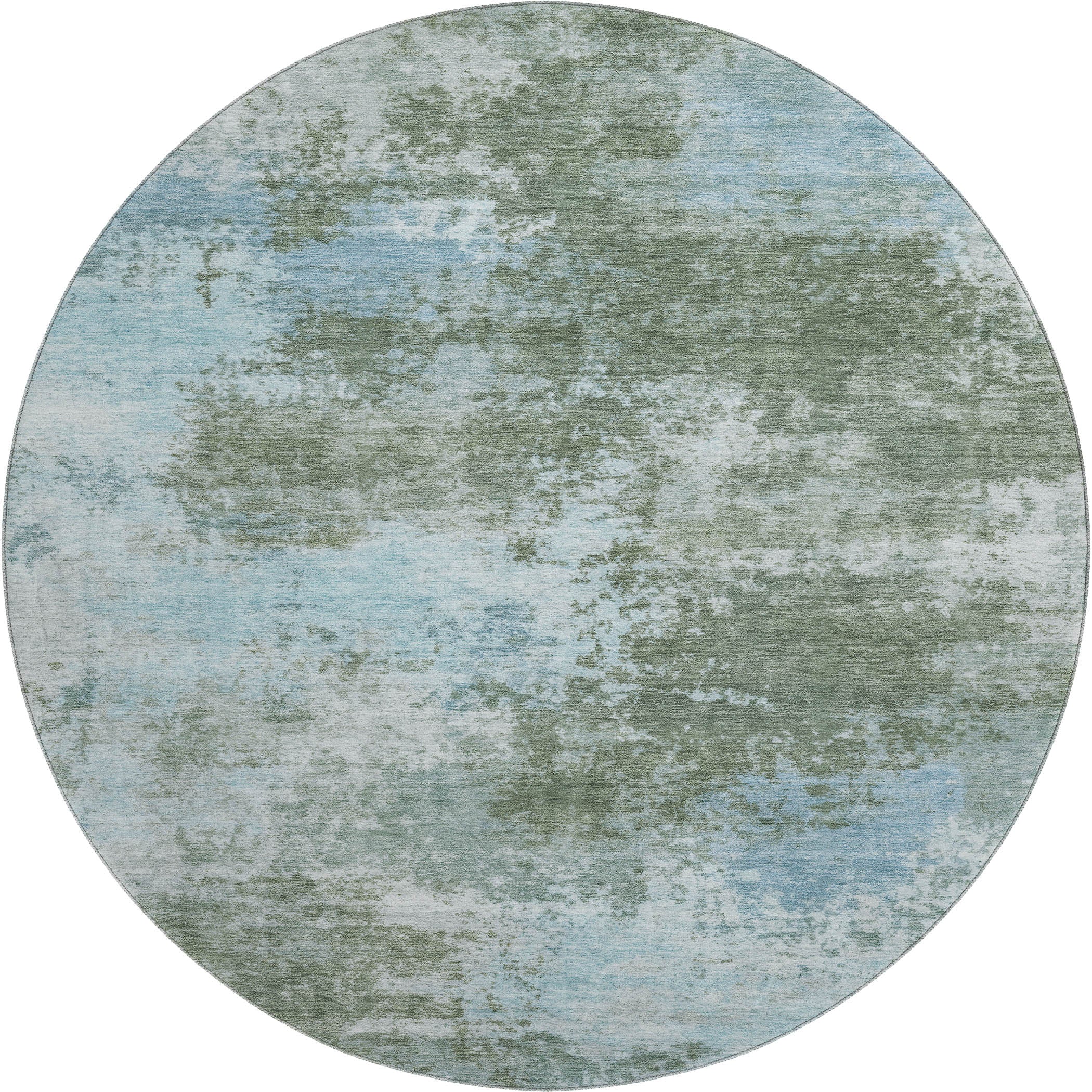 Athens Machine Washable Transitional Sage Green Rug 8' x 8' #shape_Round