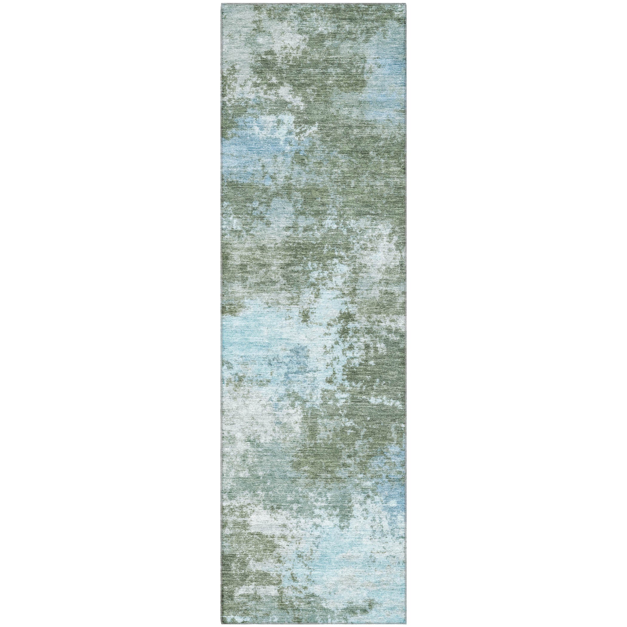 Athens Machine Washable Transitional Sage Green Rug 2'3" x 7'6" #shape_Runner