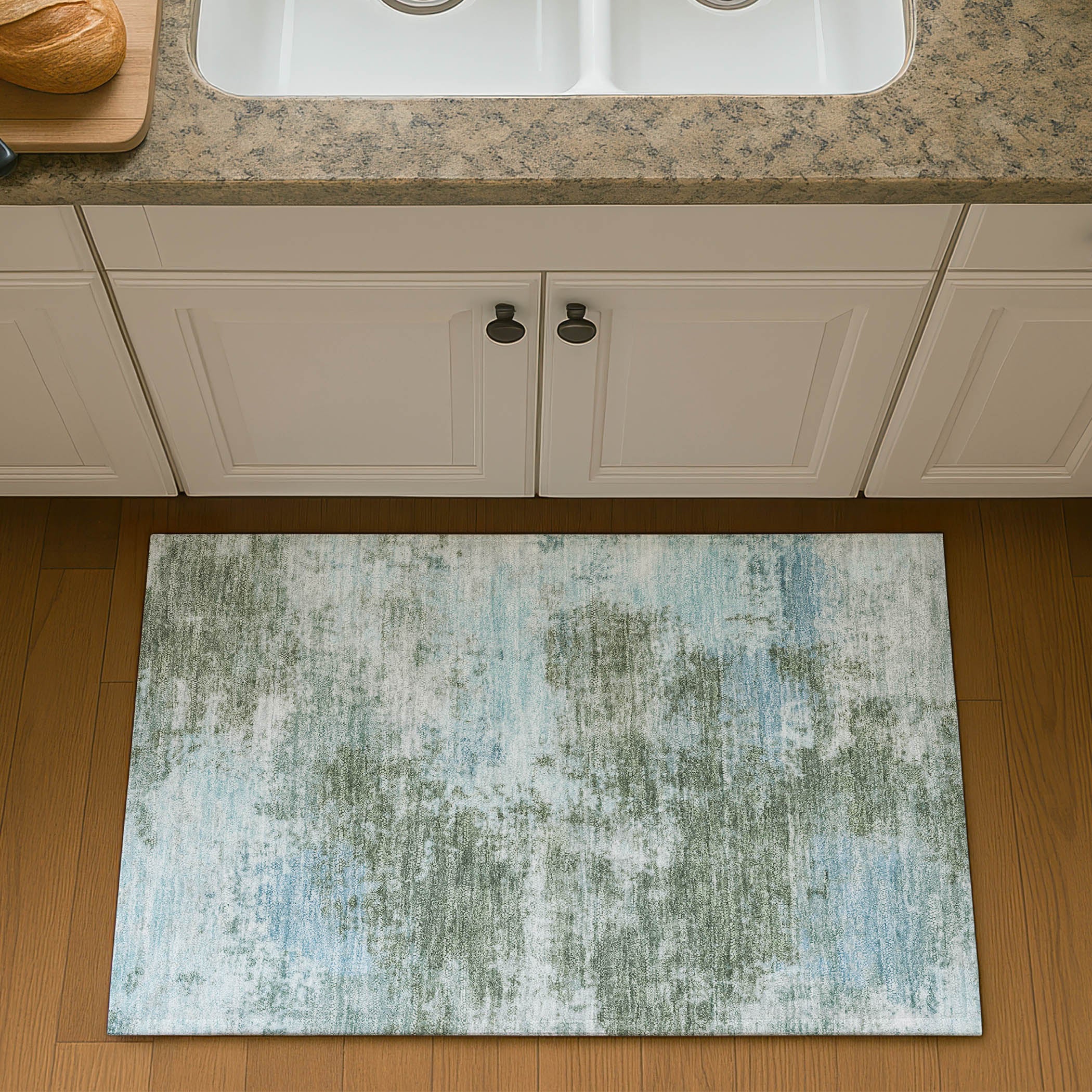 Athens Machine Washable Transitional Sage Green Rug 1'8" x 2'6" #shape_Rectangle