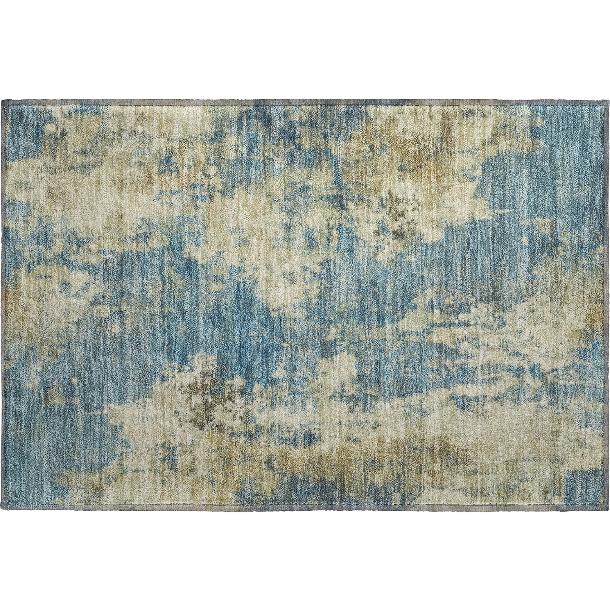 Seoul Machine Washable Transitional Blue Rug 1'8" x 2'6" #shape_Rectangle