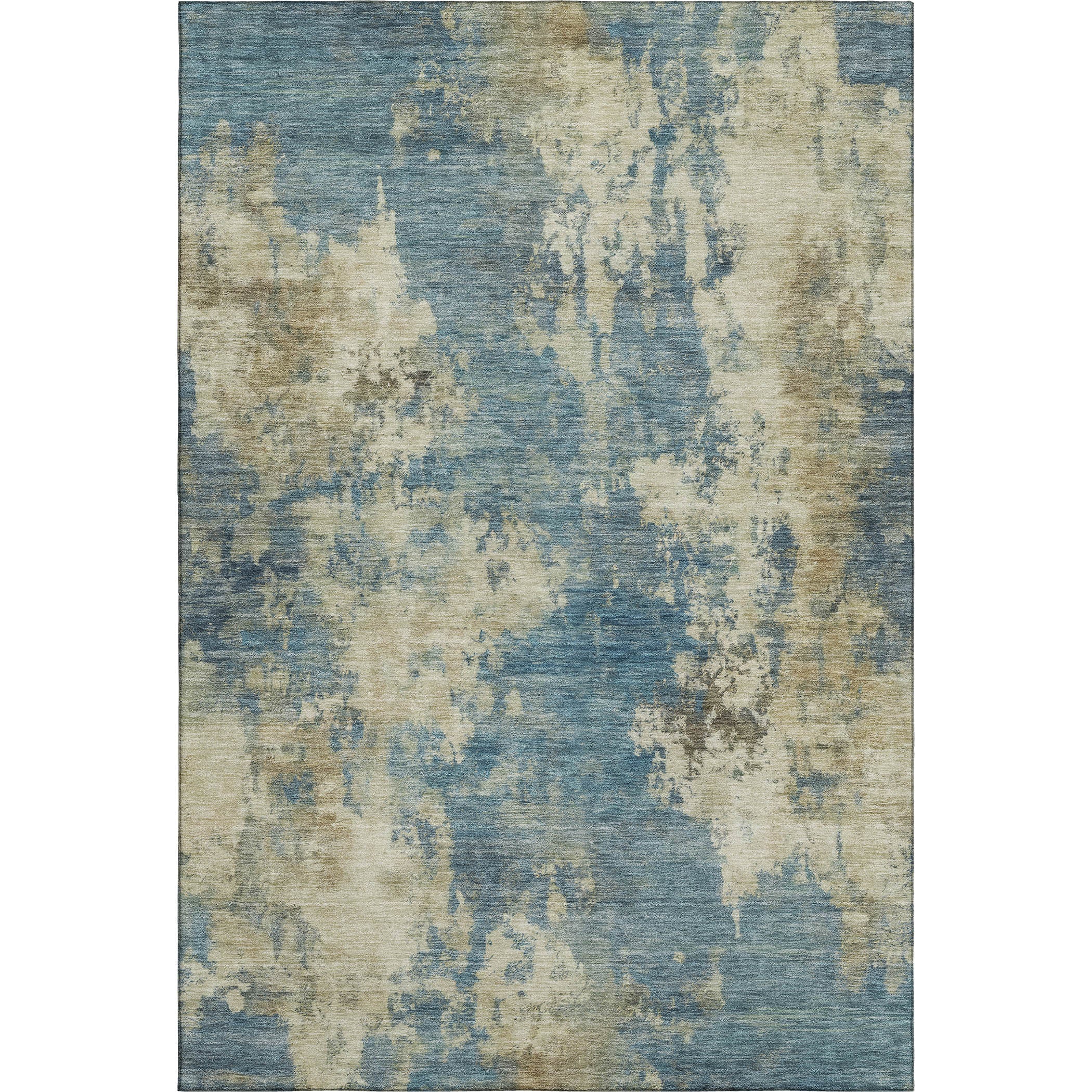 Seoul Machine Washable Transitional Blue Rug 2'6" x 3'10" #shape_Rectangle