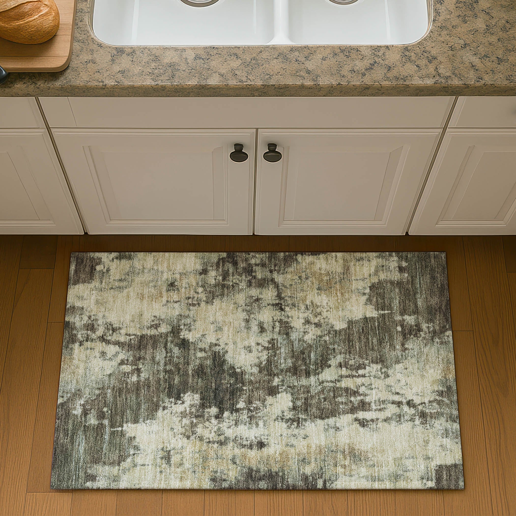 Seoul Machine Washable Transitional Brown Rug 1'8" x 2'6" #shape_Rectangle