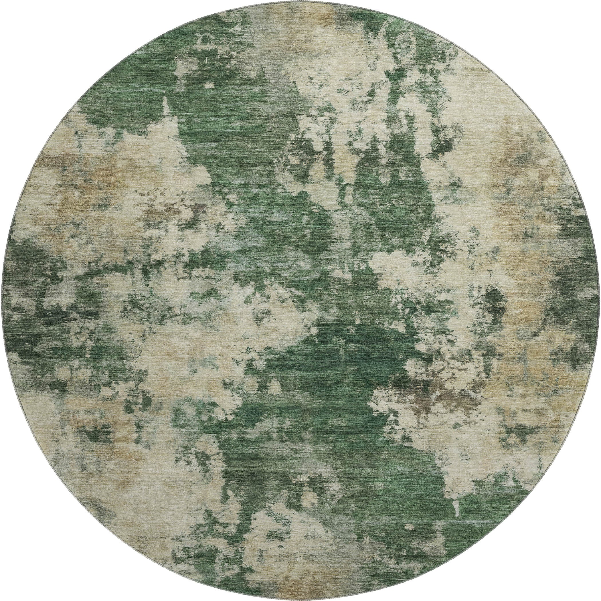 Seoul Machine Washable Transitional Fern Green Rug 8' x 8' #shape_Round