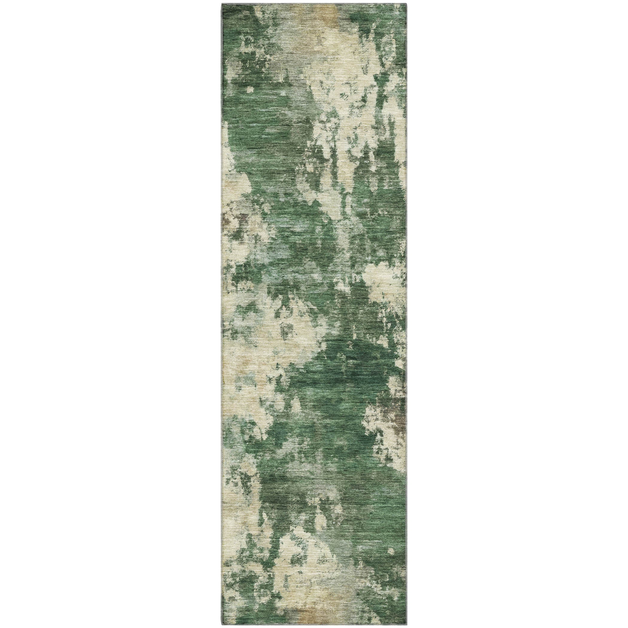 Seoul Machine Washable Transitional Fern Green Rug 2'3" x 7'6" #shape_Runner