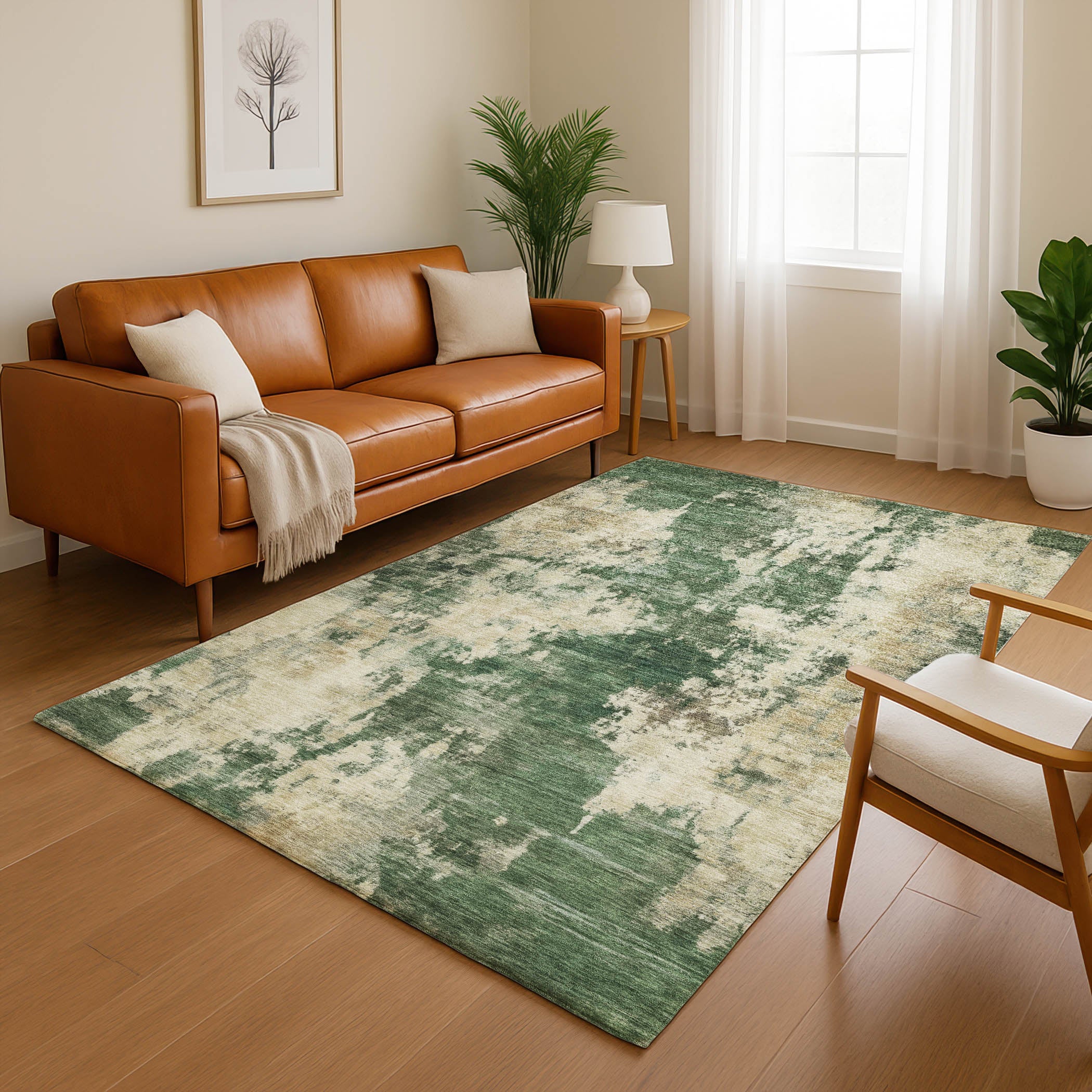 Seoul Machine Washable Transitional Fern Green Rug 2'6" x 3'10" #shape_Rectangle