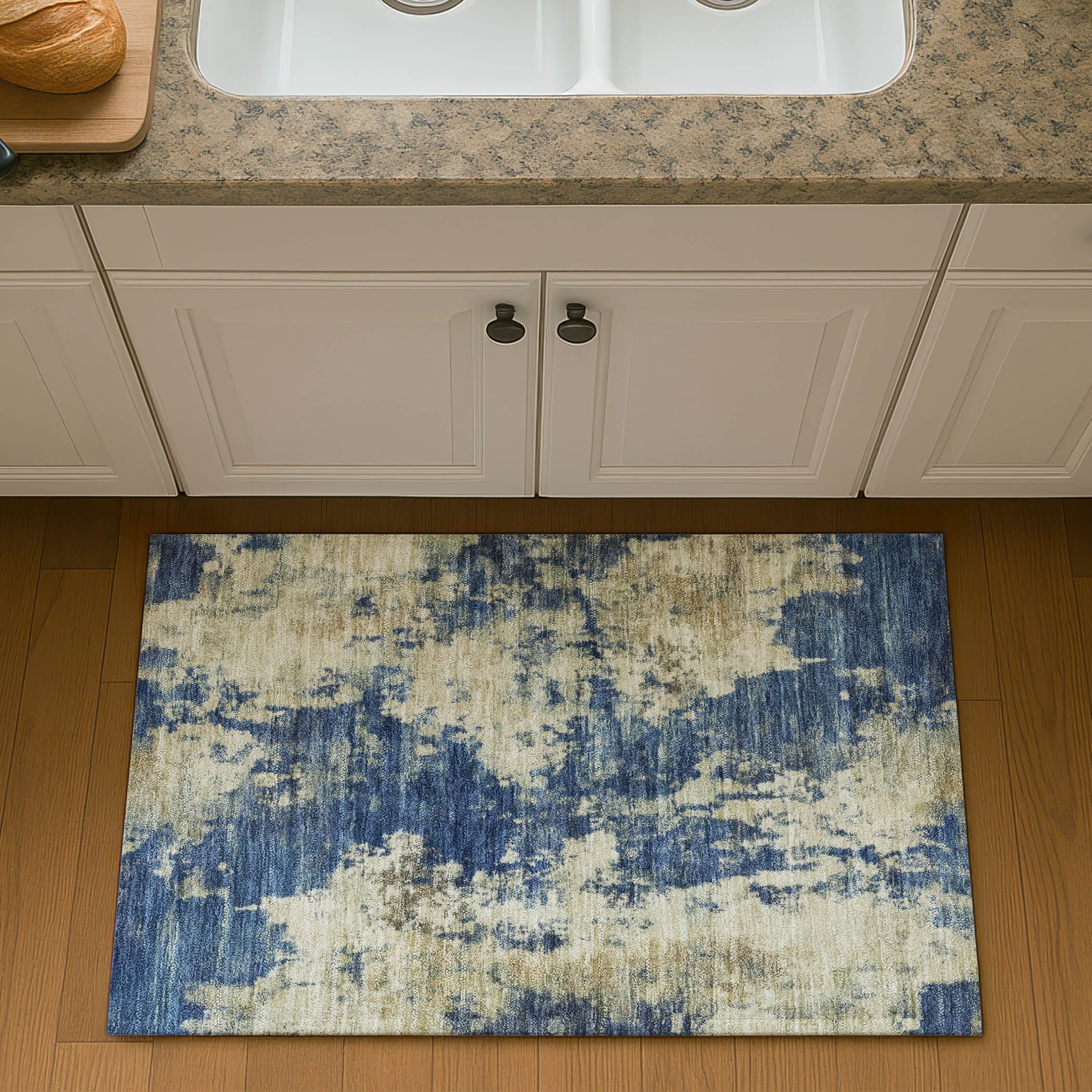 Seoul Machine Washable Transitional Navy Blue Rug 1'8" x 2'6" #shape_Rectangle