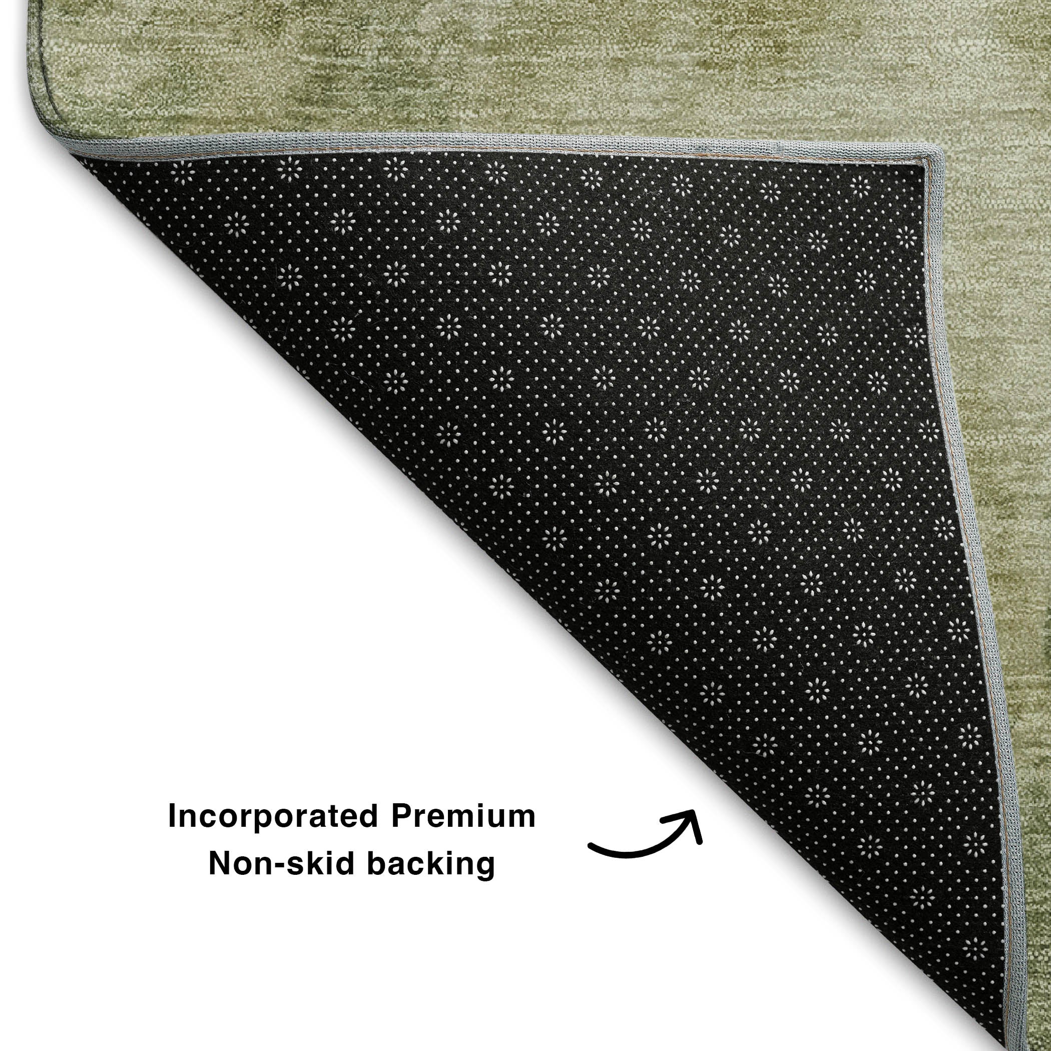Seoul Machine Washable Transitional Sage Green Rug 1'8" x 2'6" #shape_Rectangle