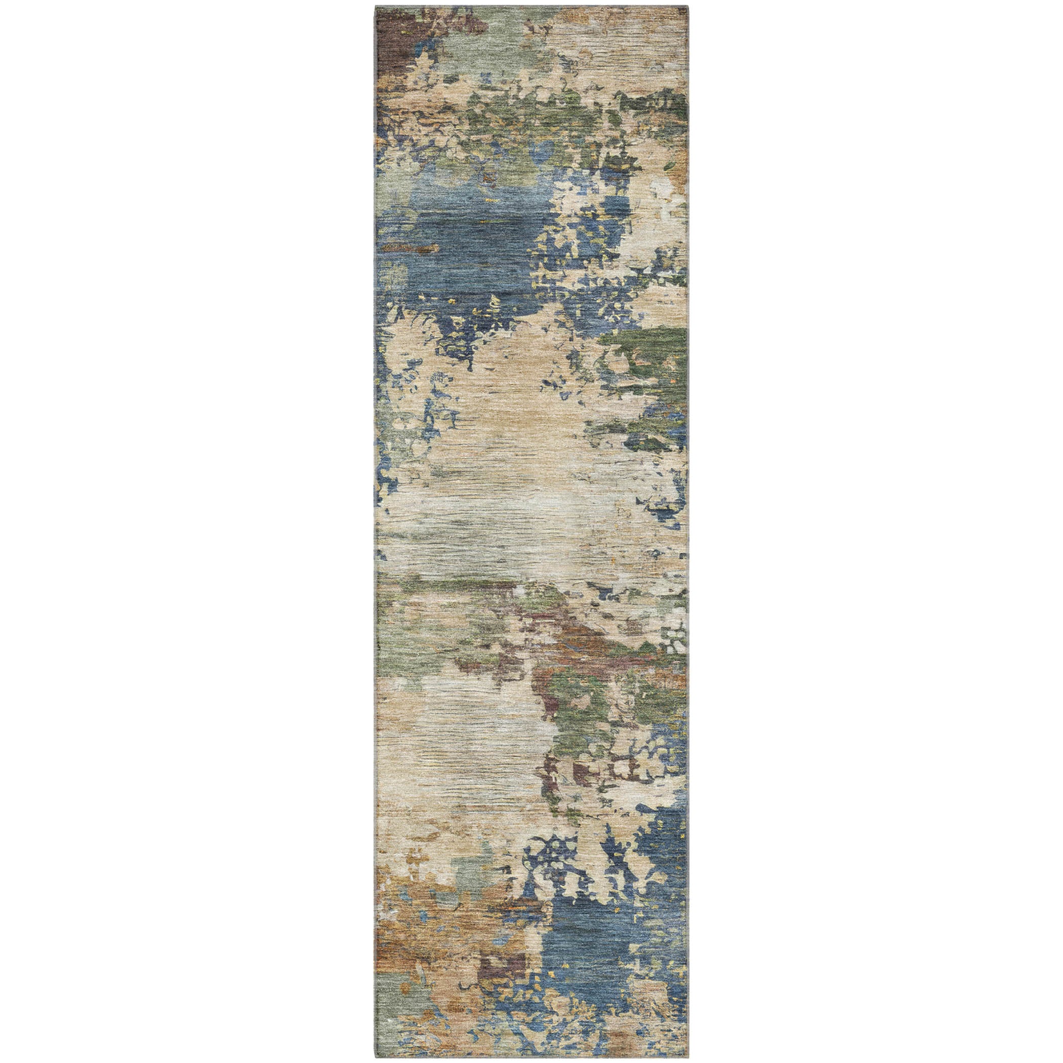 Bangkok Machine Washable Transitional Blue Rug 2'3" x 7'6" #shape_Runner