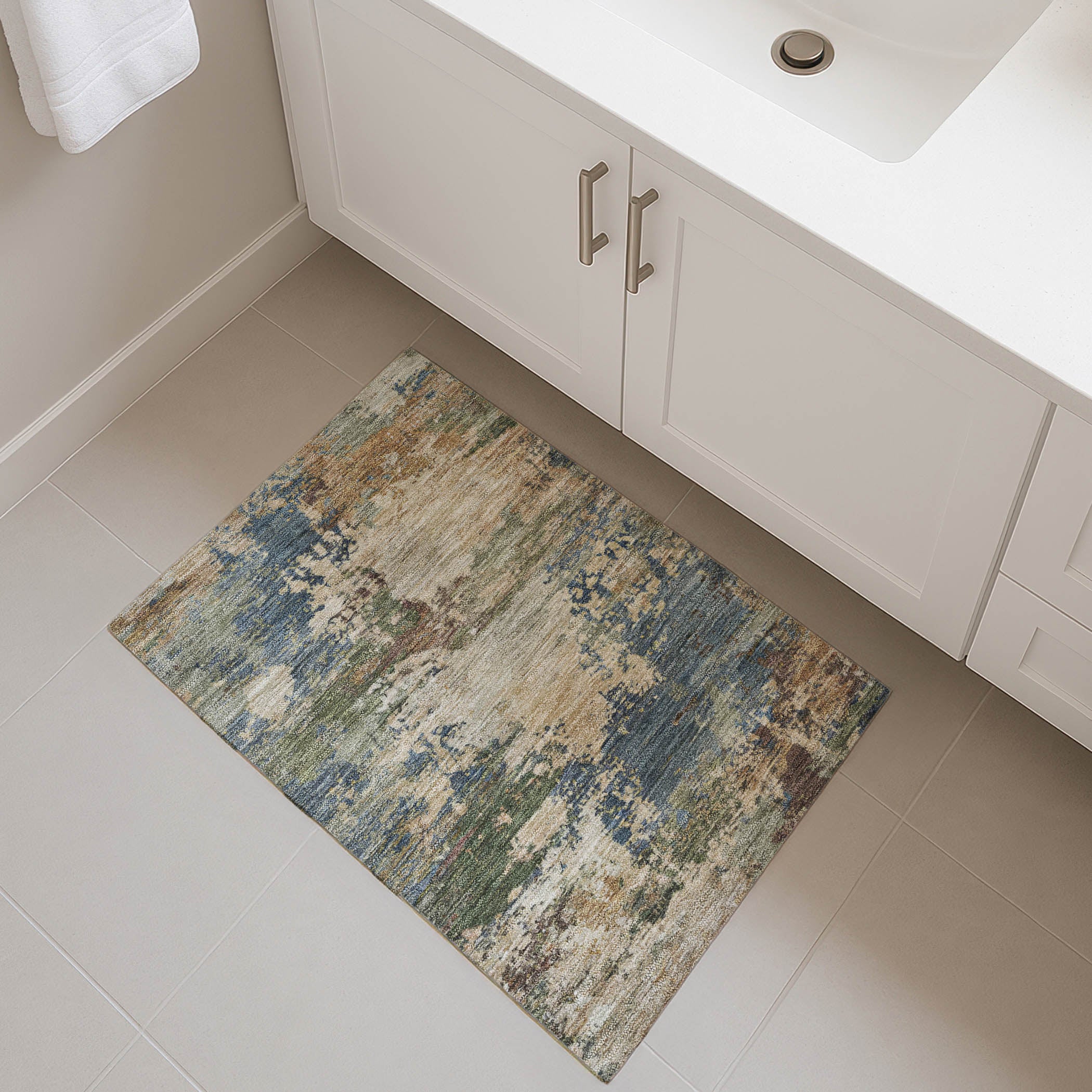 Bangkok Machine Washable Transitional Blue Rug 1'8" x 2'6" #shape_Rectangle