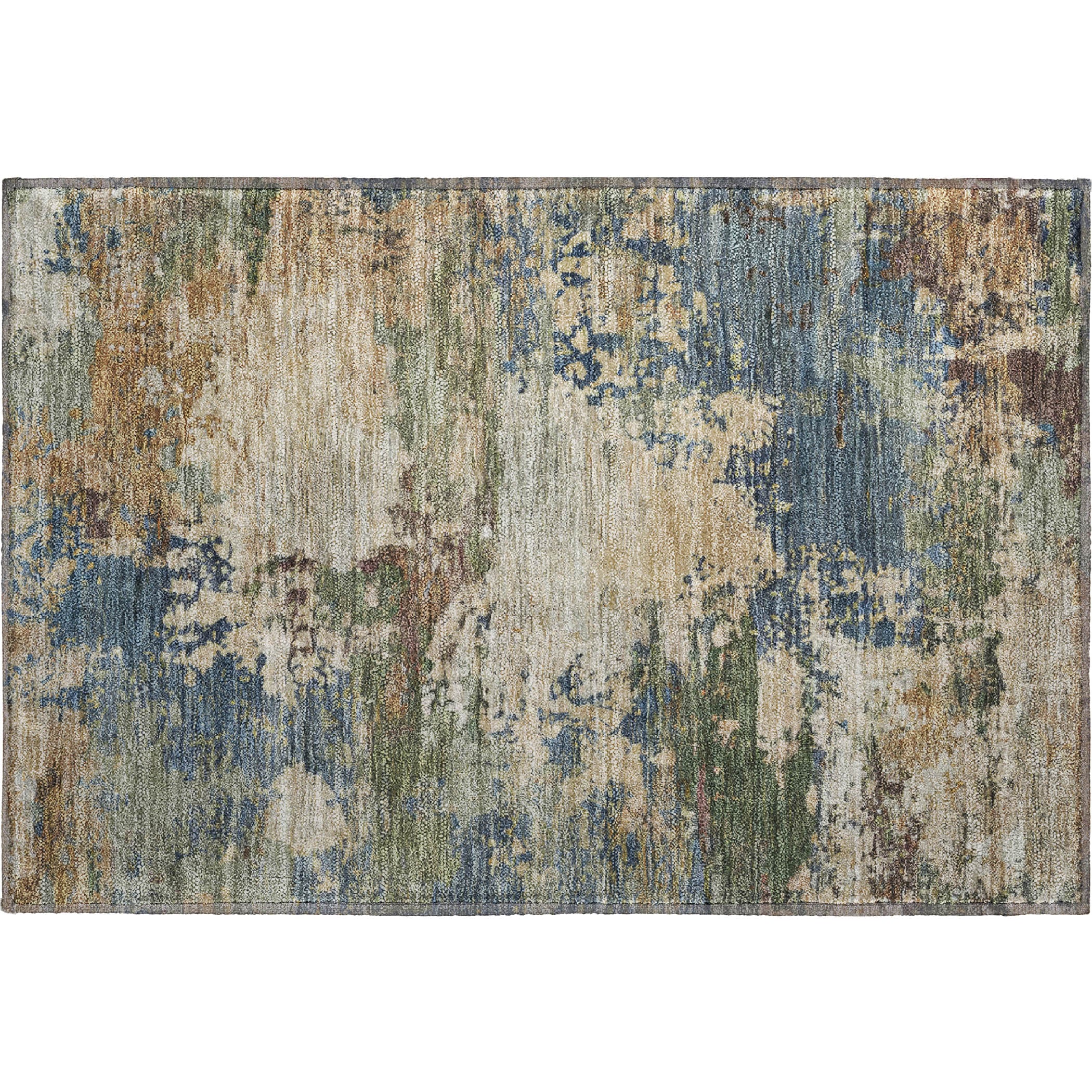 Bangkok Machine Washable Transitional Blue Rug 1'8" x 2'6" #shape_Rectangle