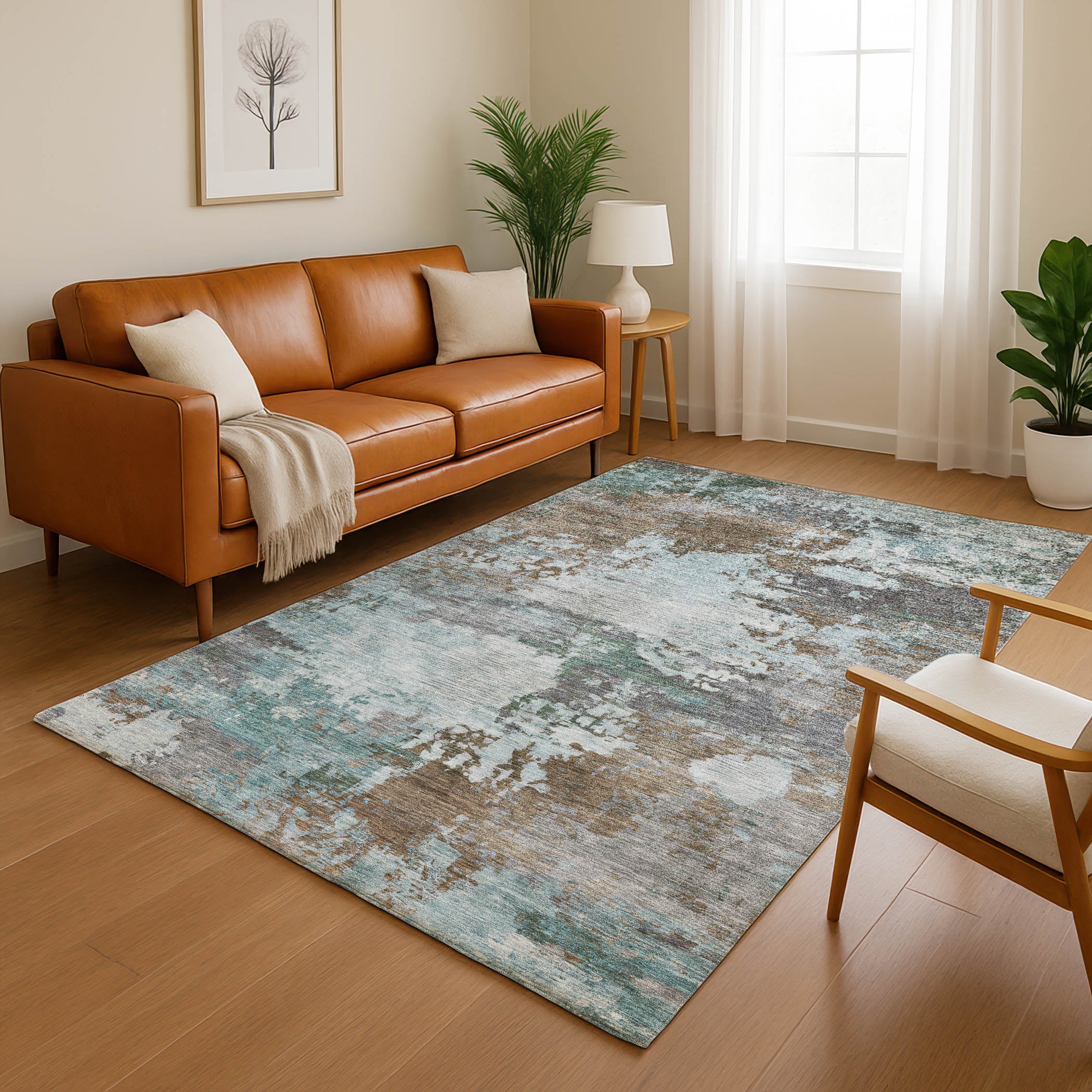 Bangkok Machine Washable Transitional Brown Rug 2'6" x 3'10" #shape_Rectangle