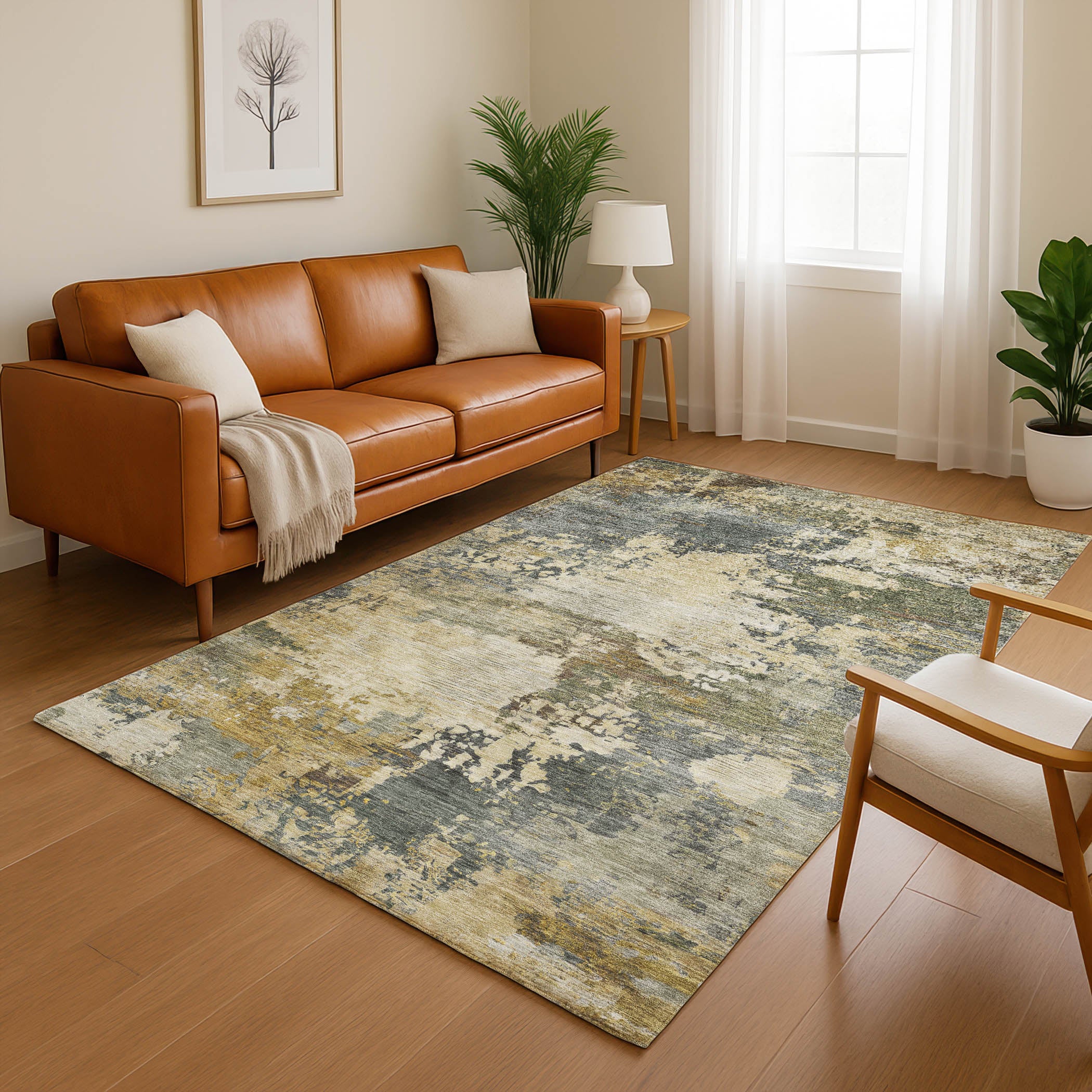 Bangkok Machine Washable Transitional Gray Rug 2'6" x 3'10" #shape_Rectangle