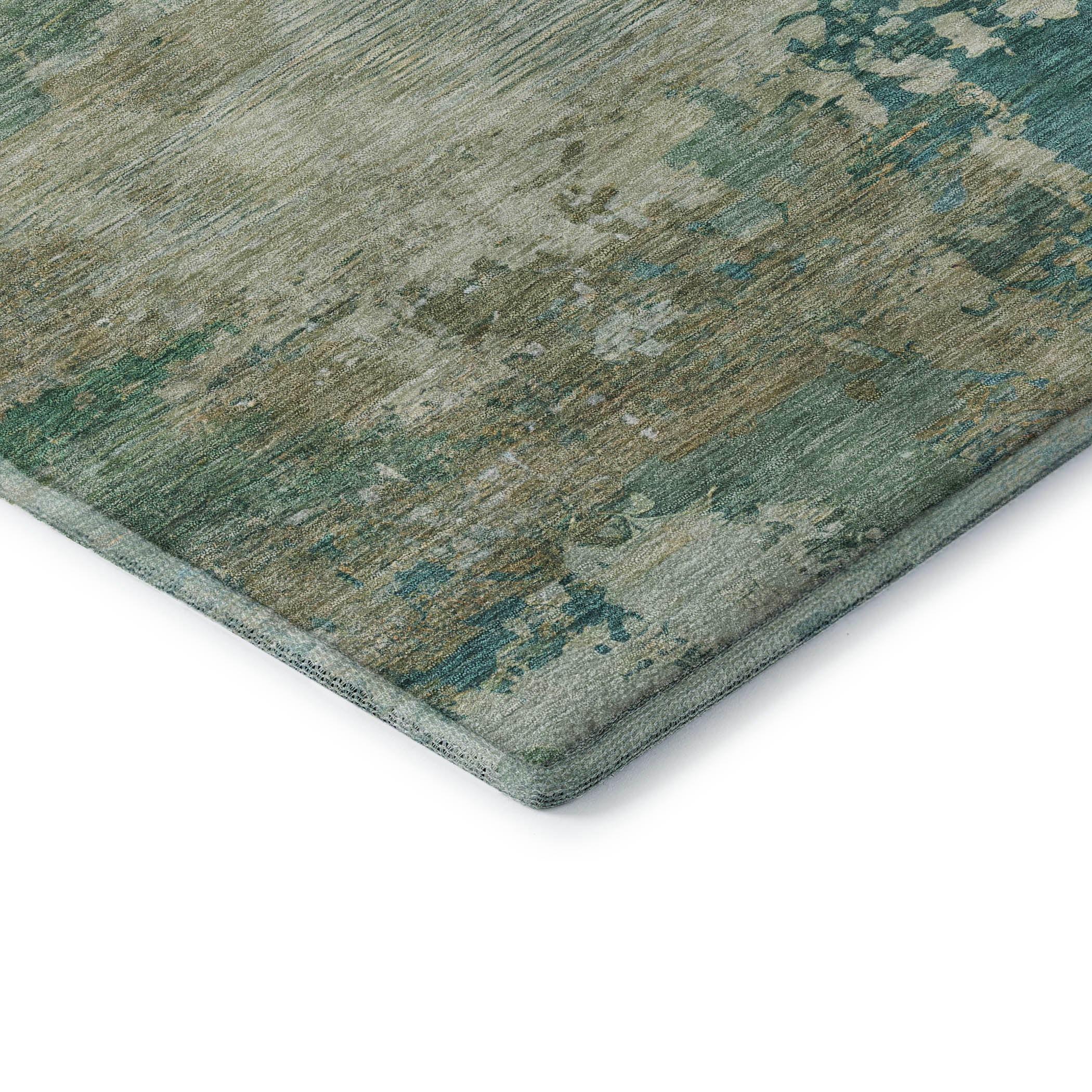 Bangkok Machine Washable Transitional Teal Rug 1'8" x 2'6" #shape_Rectangle