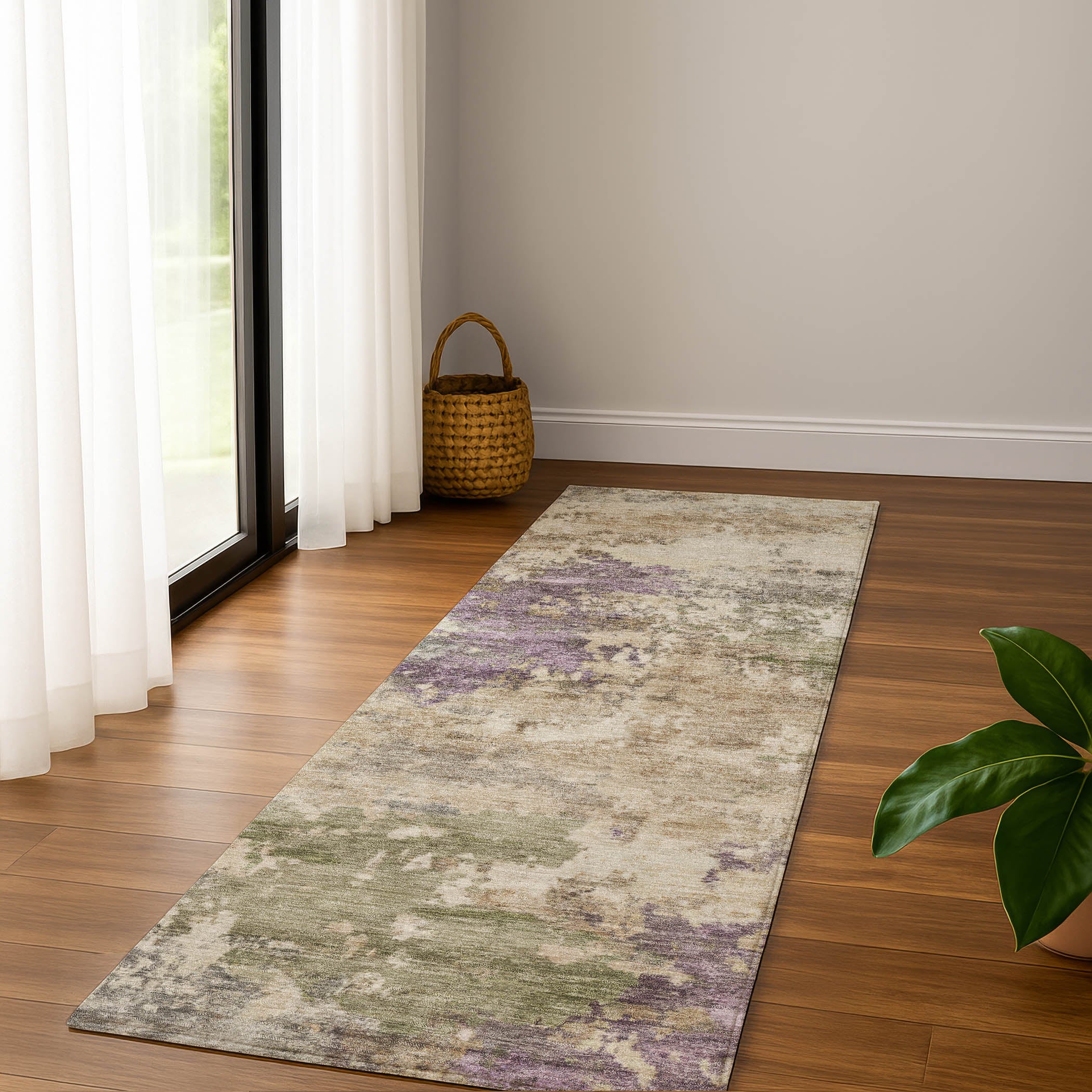 Salzburg Machine Washable Transitional Beige Brown Rug 2'3" x 7'6" #shape_Runner