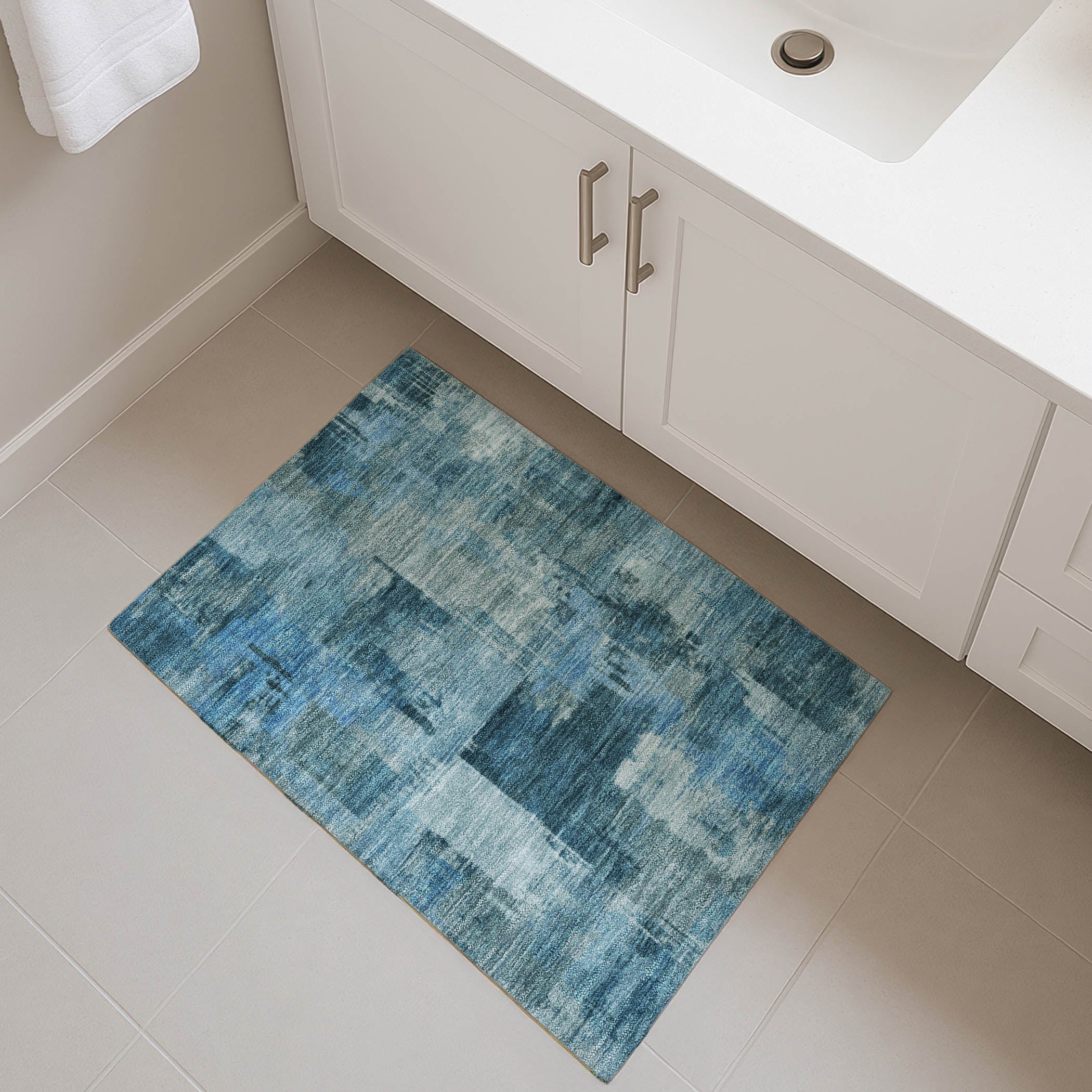 Seville Machine Washable Transitional Blue Rug 1'8" x 2'6" #shape_Rectangle