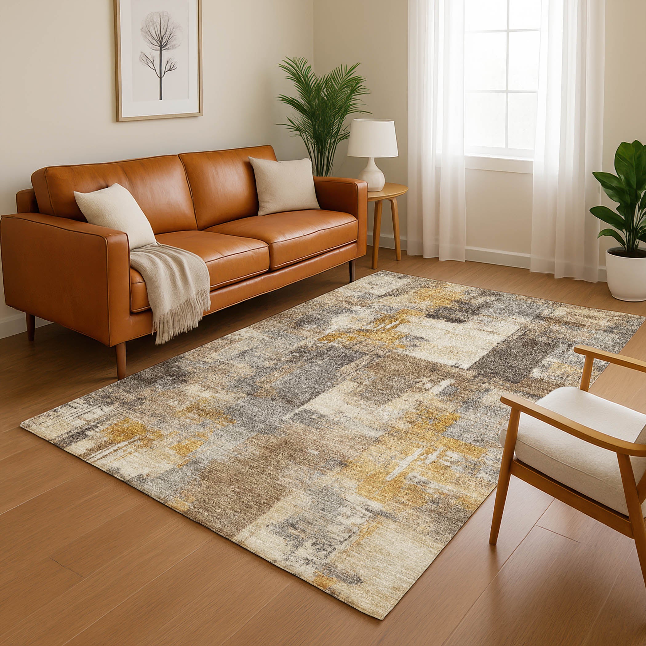 Seville Machine Washable Transitional Brown Rug 2'6" x 3'10" #shape_Rectangle