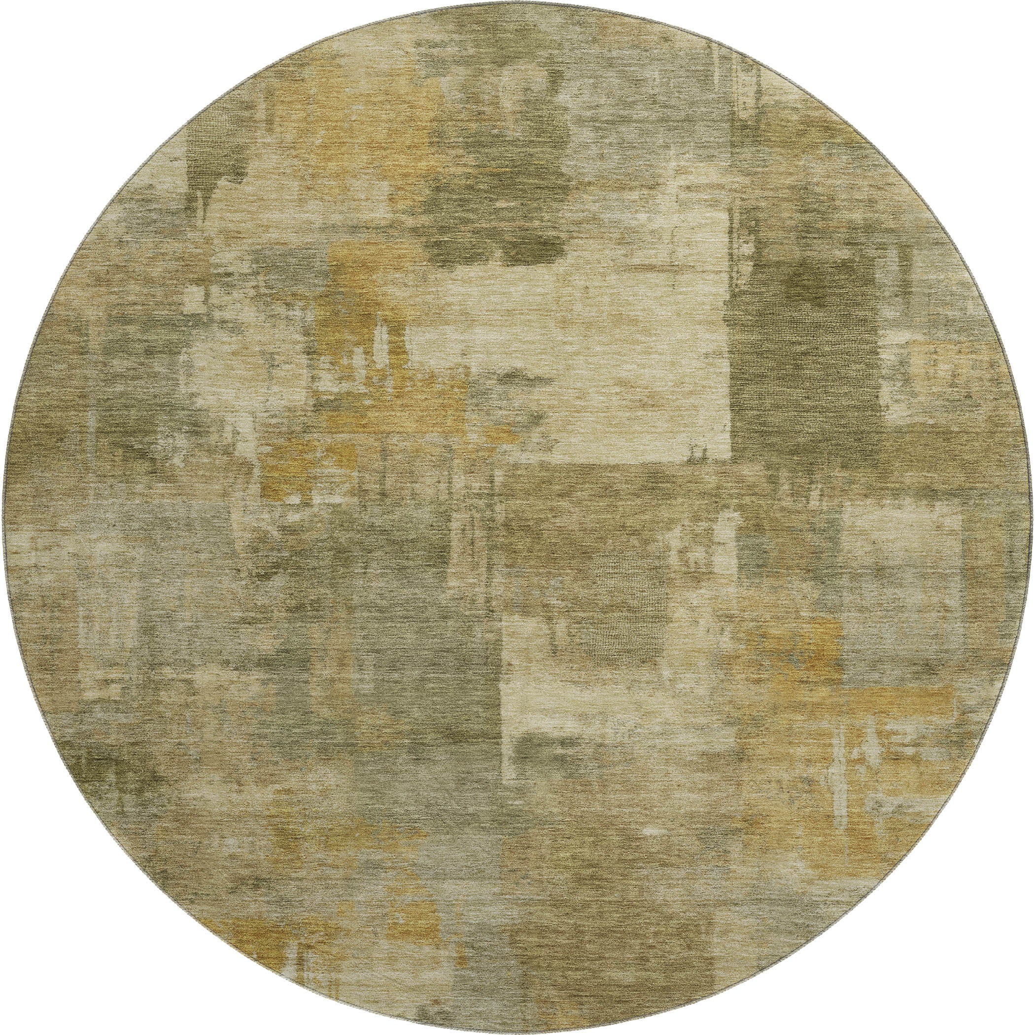 Seville Machine Washable Transitional Khaki Brown Rug 8' x 8' #shape_Round