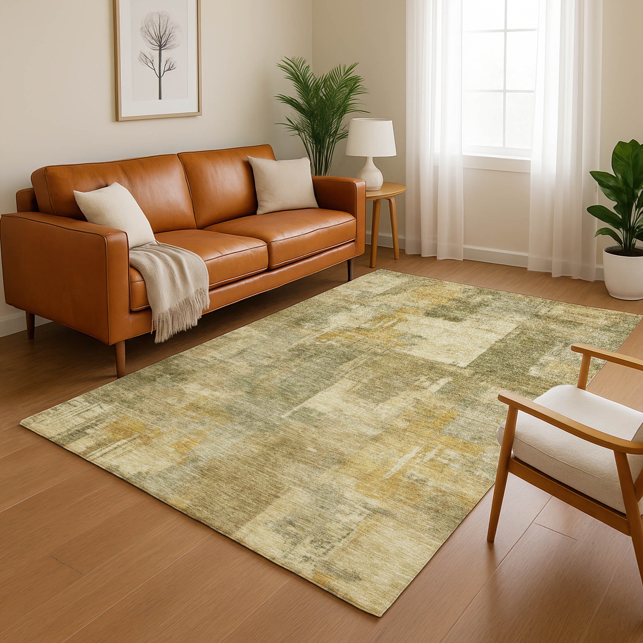 Seville Machine Washable Transitional Khaki Brown Rug 2'6" x 3'10" #shape_Rectangle