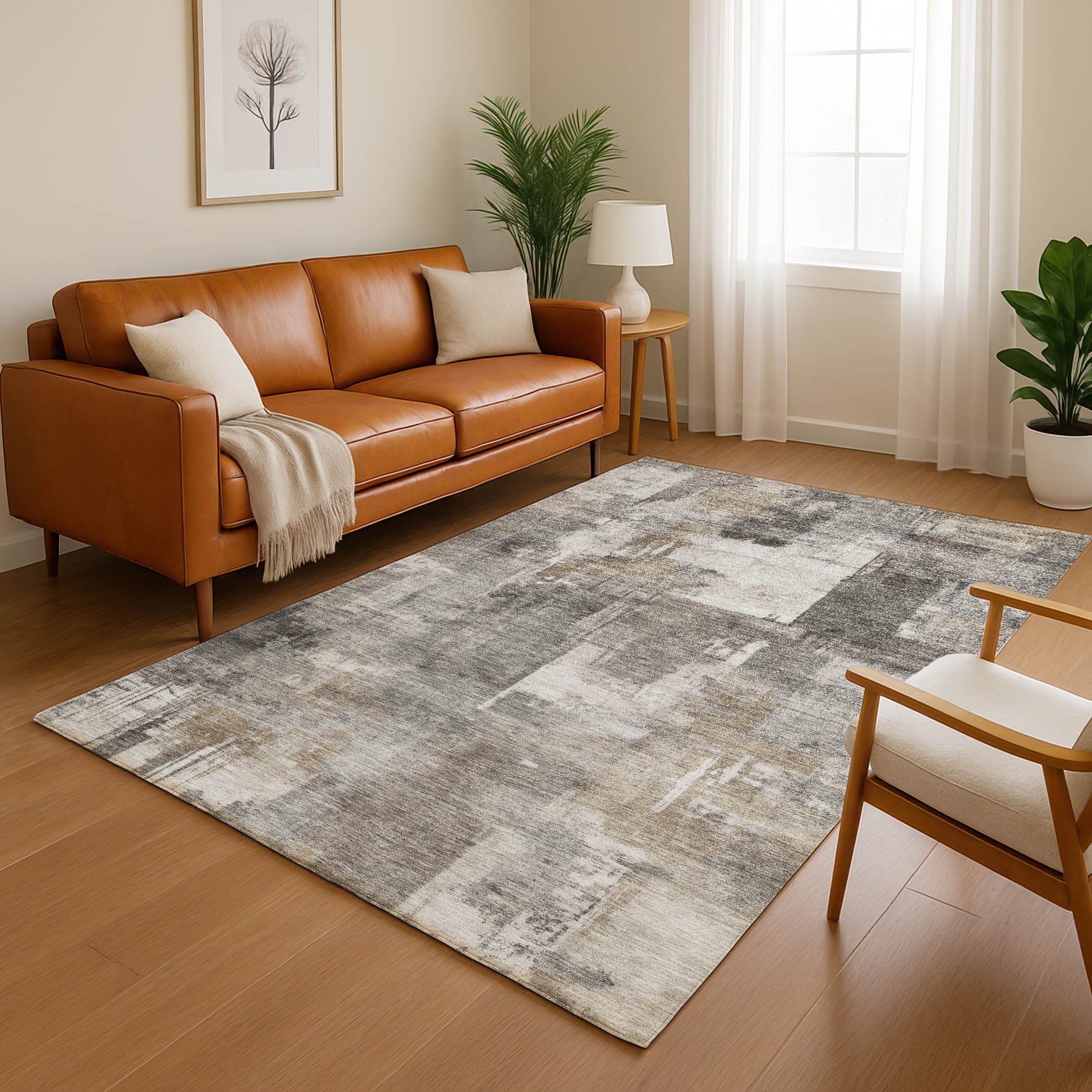 Seville Machine Washable Transitional Pewter Gray Rug 2'6" x 3'10" #shape_Rectangle