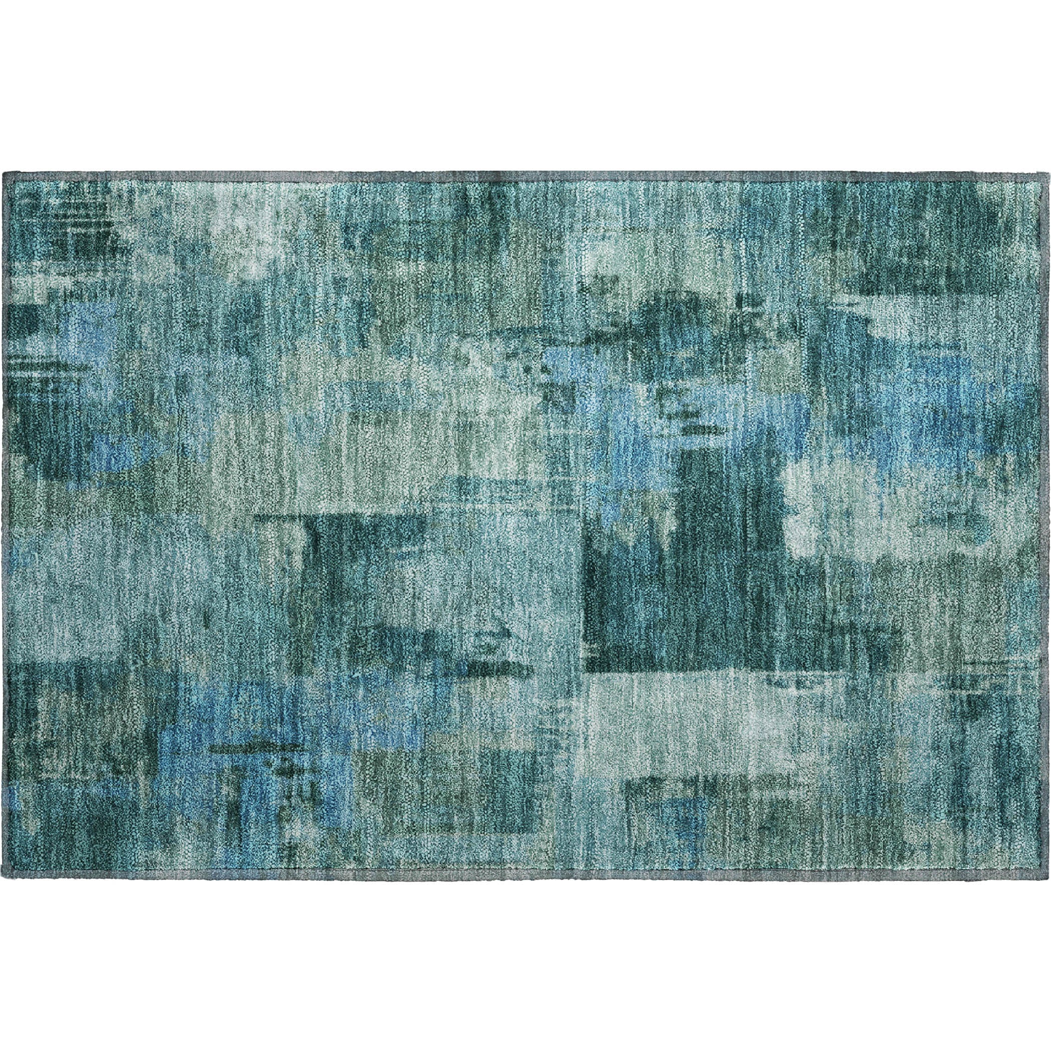 Seville Machine Washable Transitional Teal Rug 1'8" x 2'6" #shape_Rectangle
