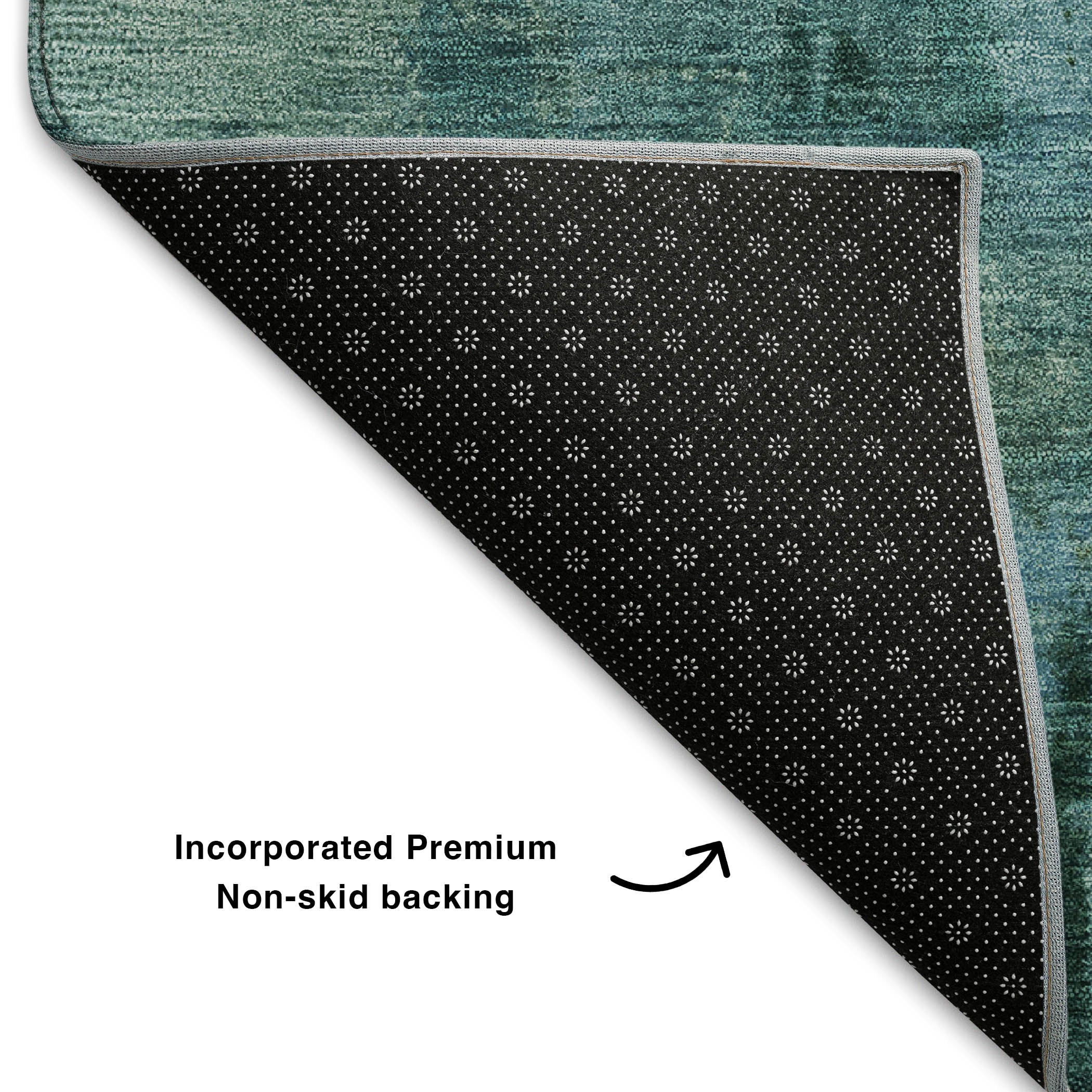 Seville Machine Washable Transitional Teal Rug 1'8" x 2'6" #shape_Rectangle