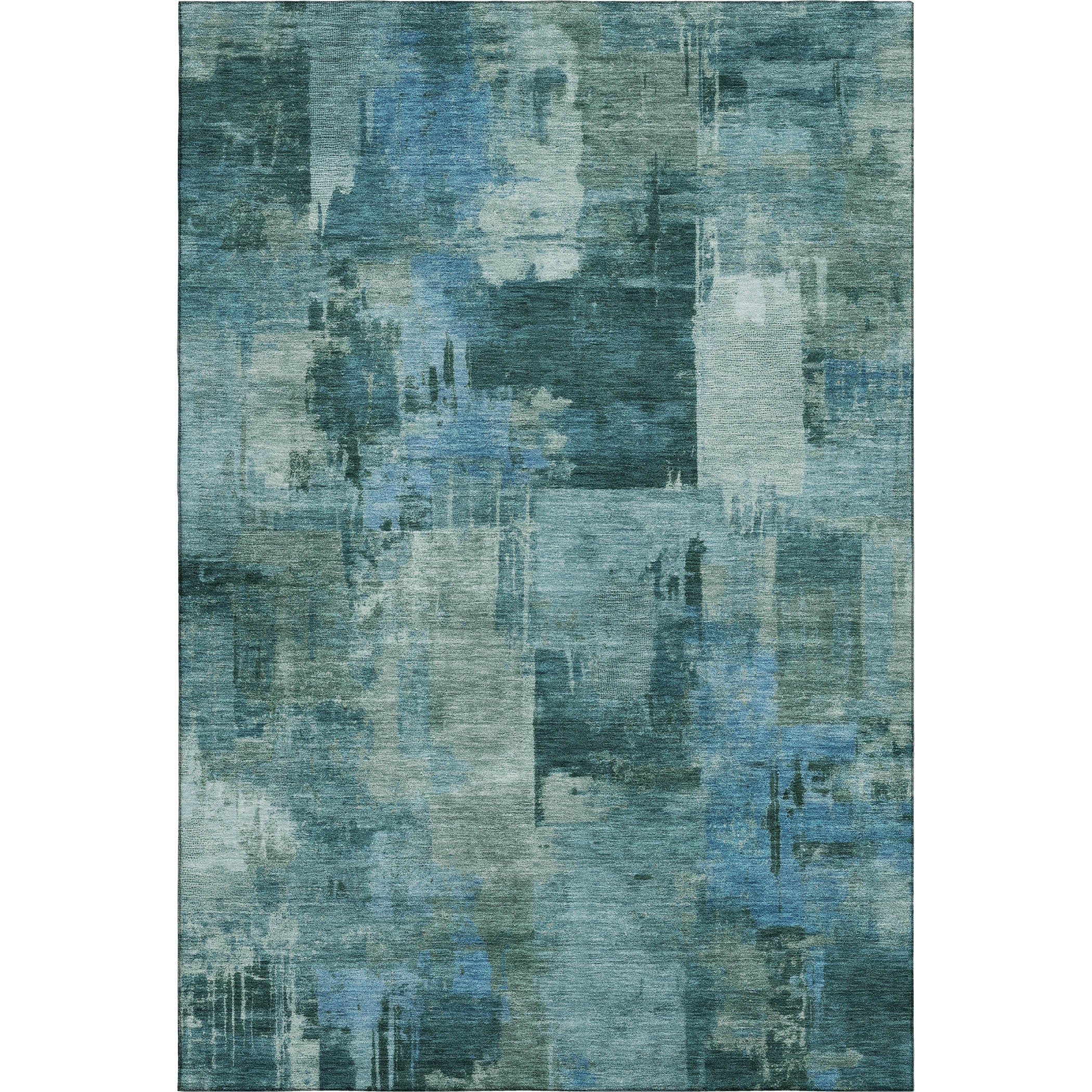 Seville Machine Washable Transitional Teal Rug 2'6" x 3'10" #shape_Rectangle